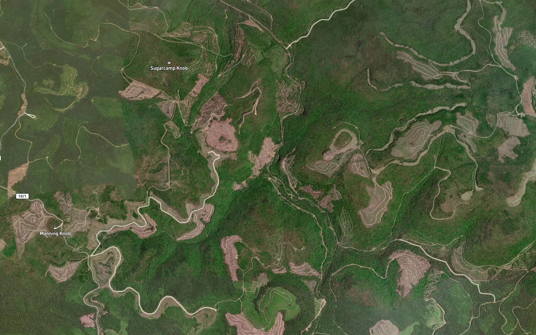 Satellite map of the Becky Run
