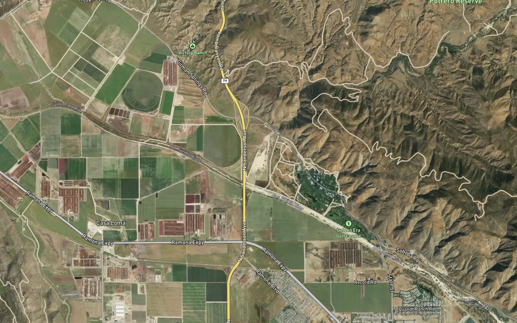 Satellite map of the Potrero Creek
