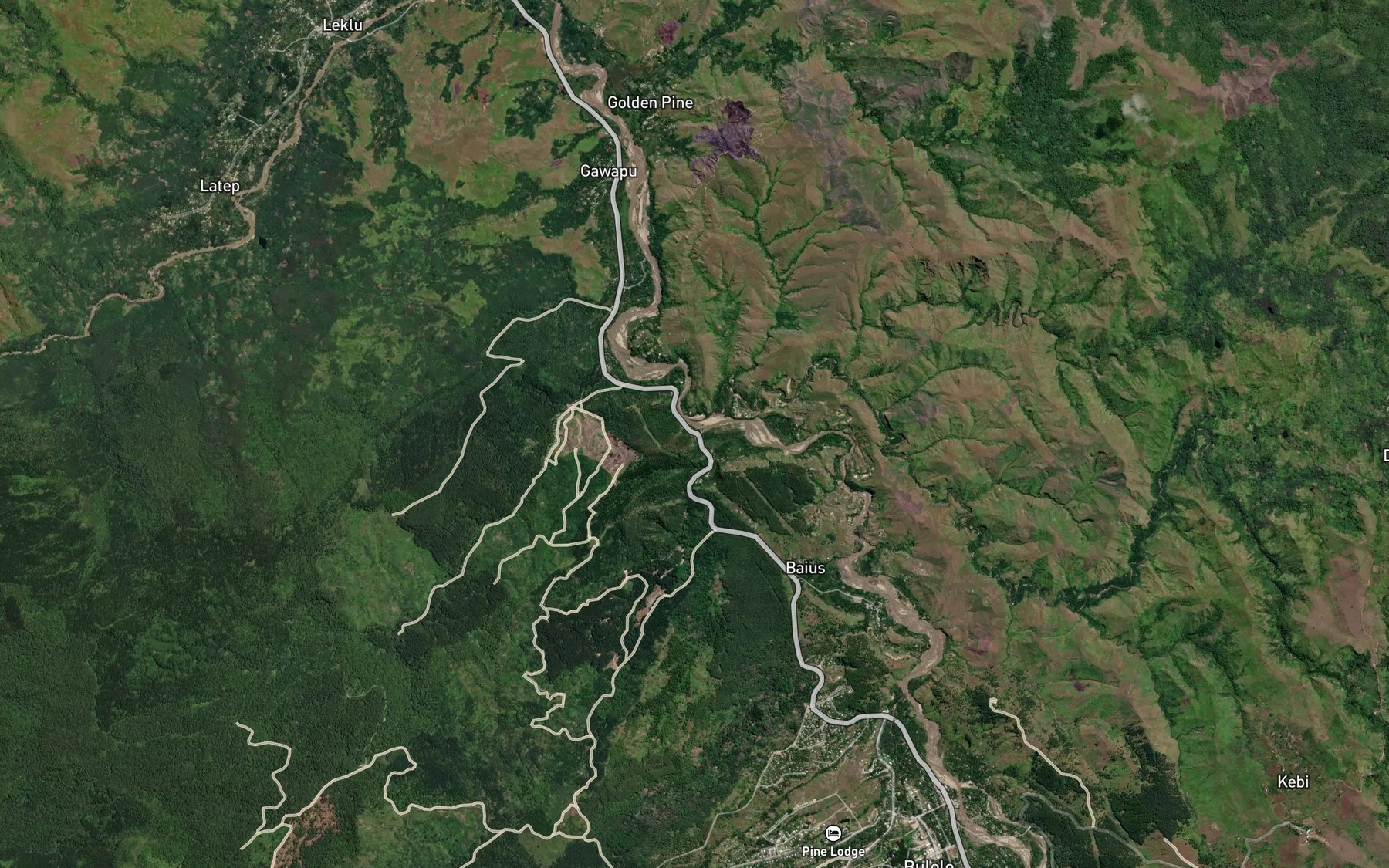 Satellite map of the Crooked Creek