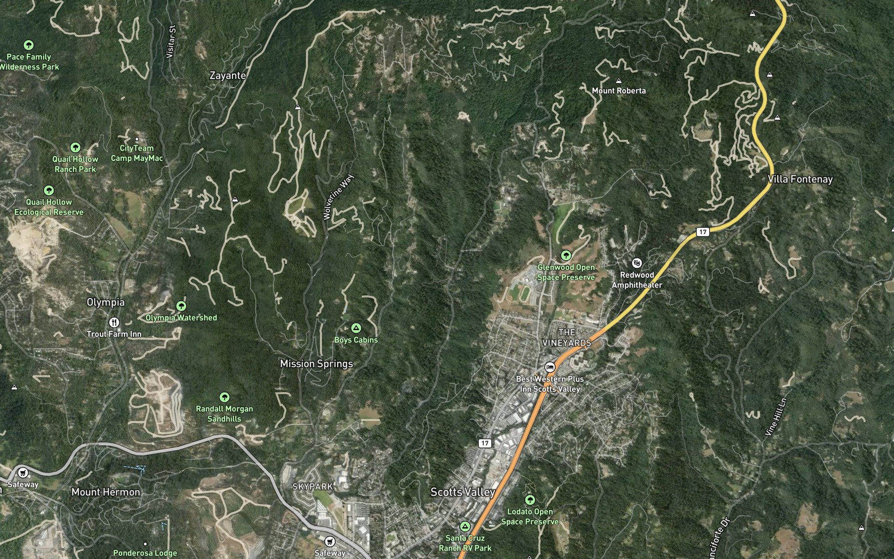 Satellite map of the Mackenzie Creek