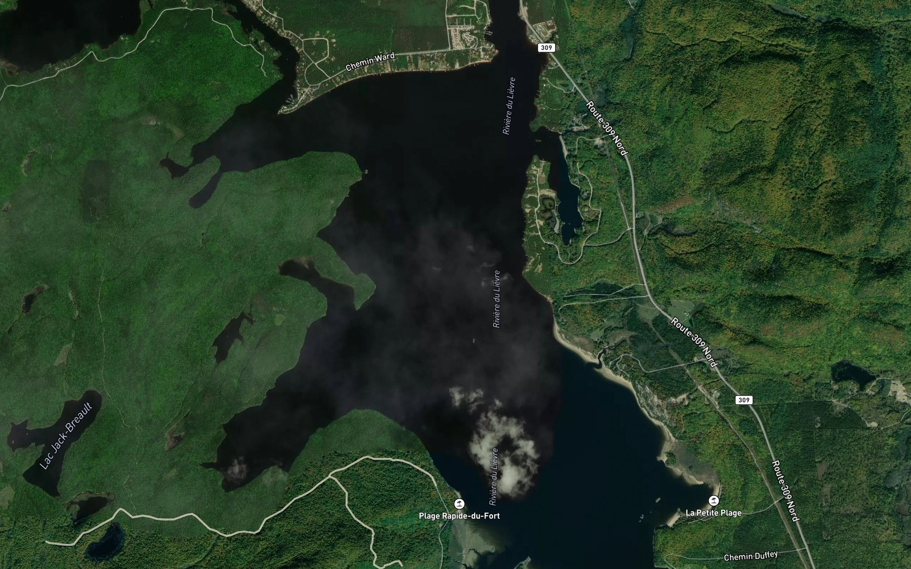 Satellite map of the Reservoir aux Sables