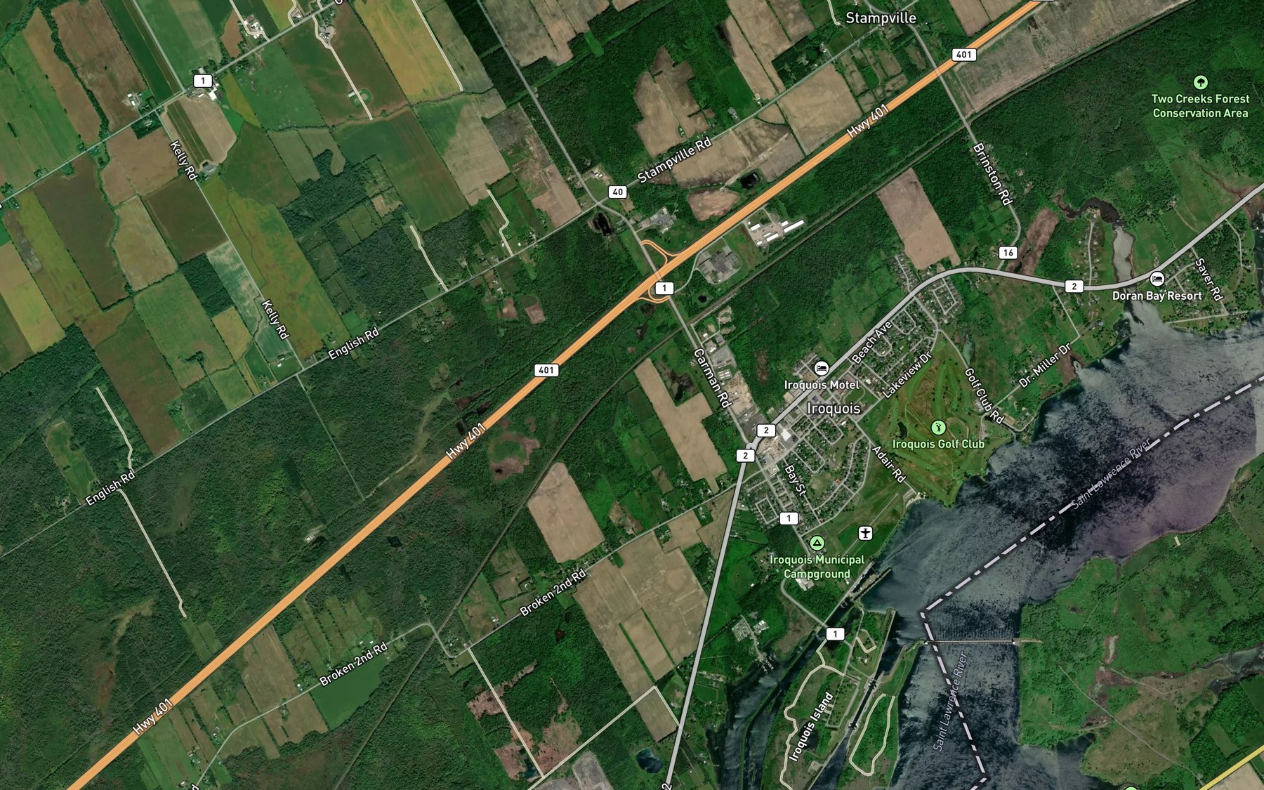 Satellite map of the Foster Drain
