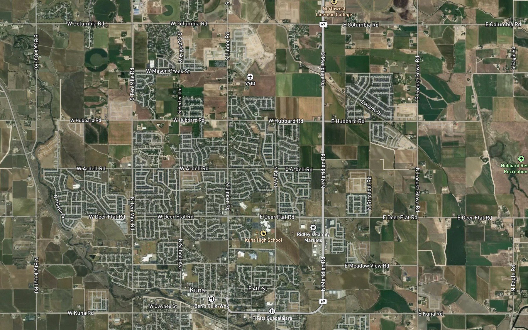 Satellite map of the Kuna Canal