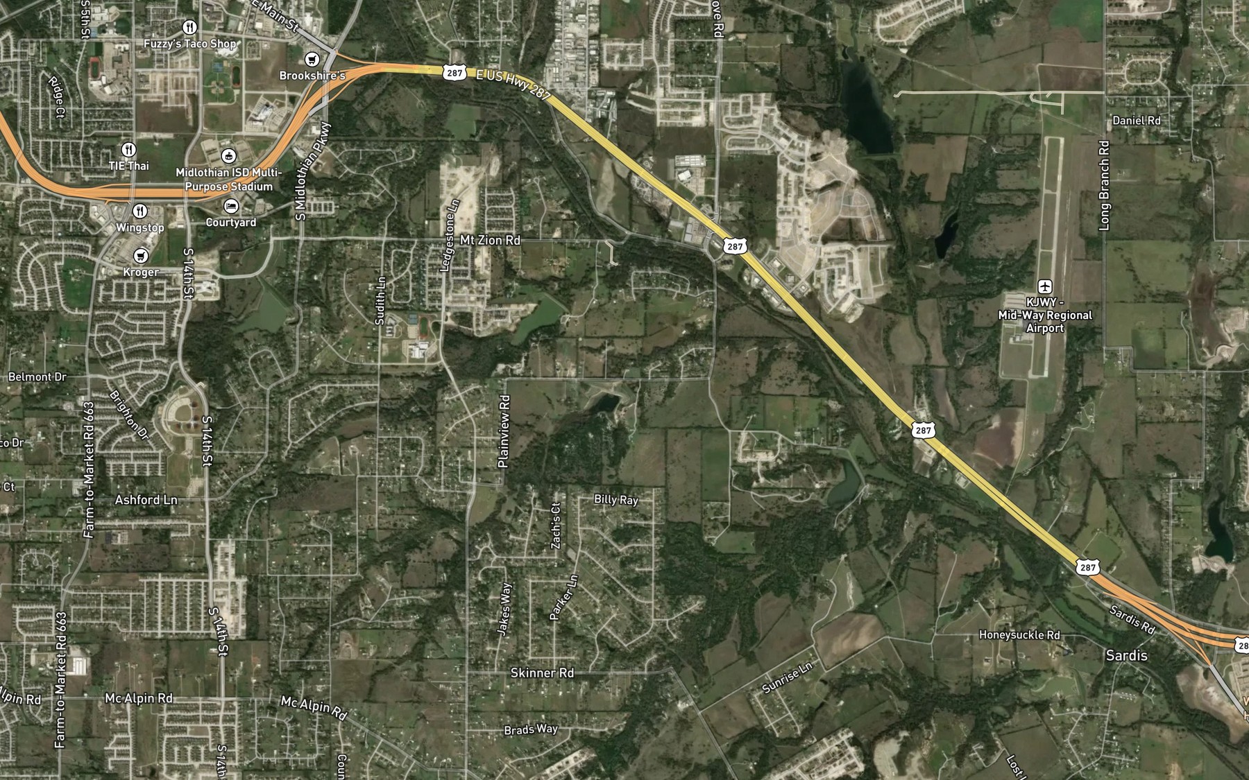 Satellite map of the Soil Conservation Service Site 7 Reservoir