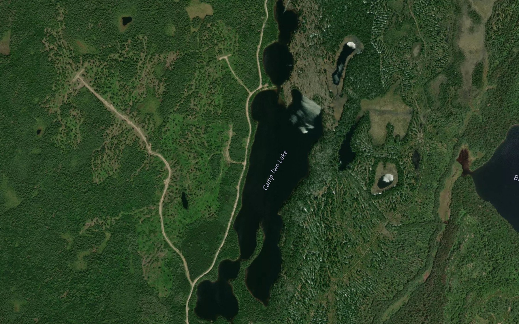 Satellite map of the Camp Two Lake