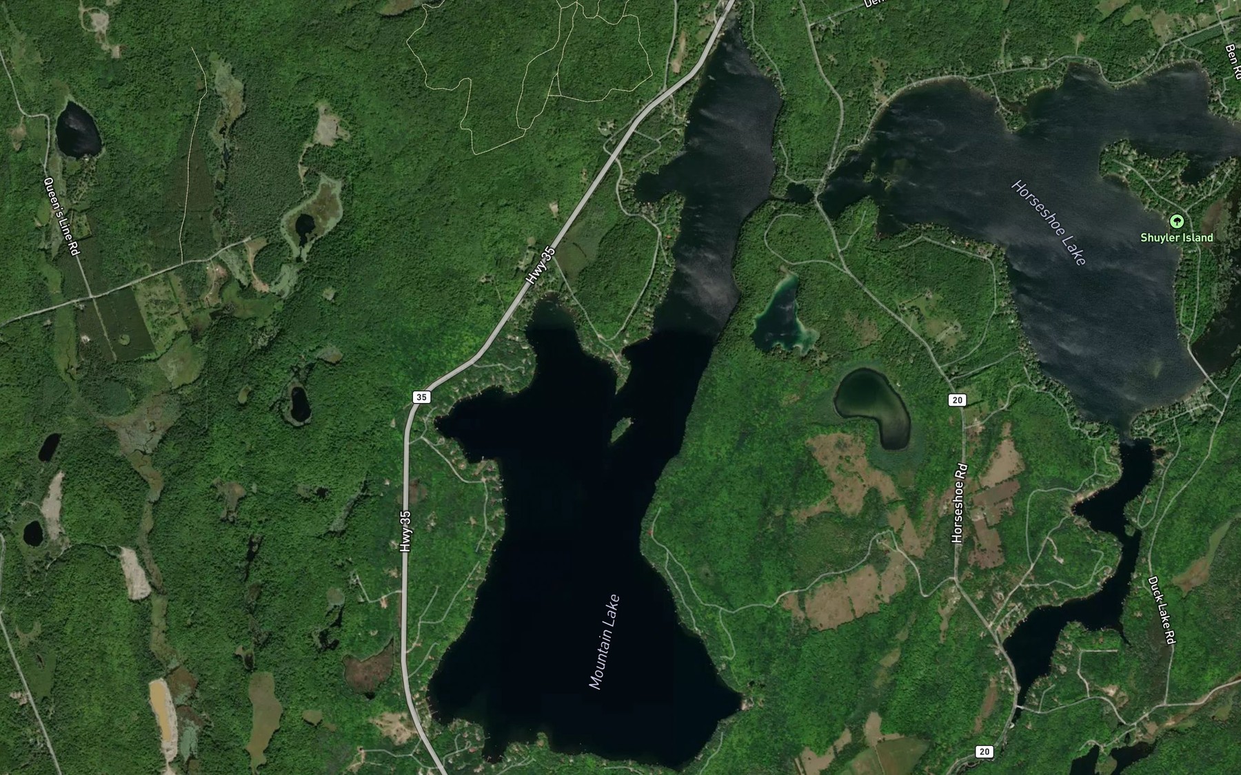 Satellite map of the Mountain Lake