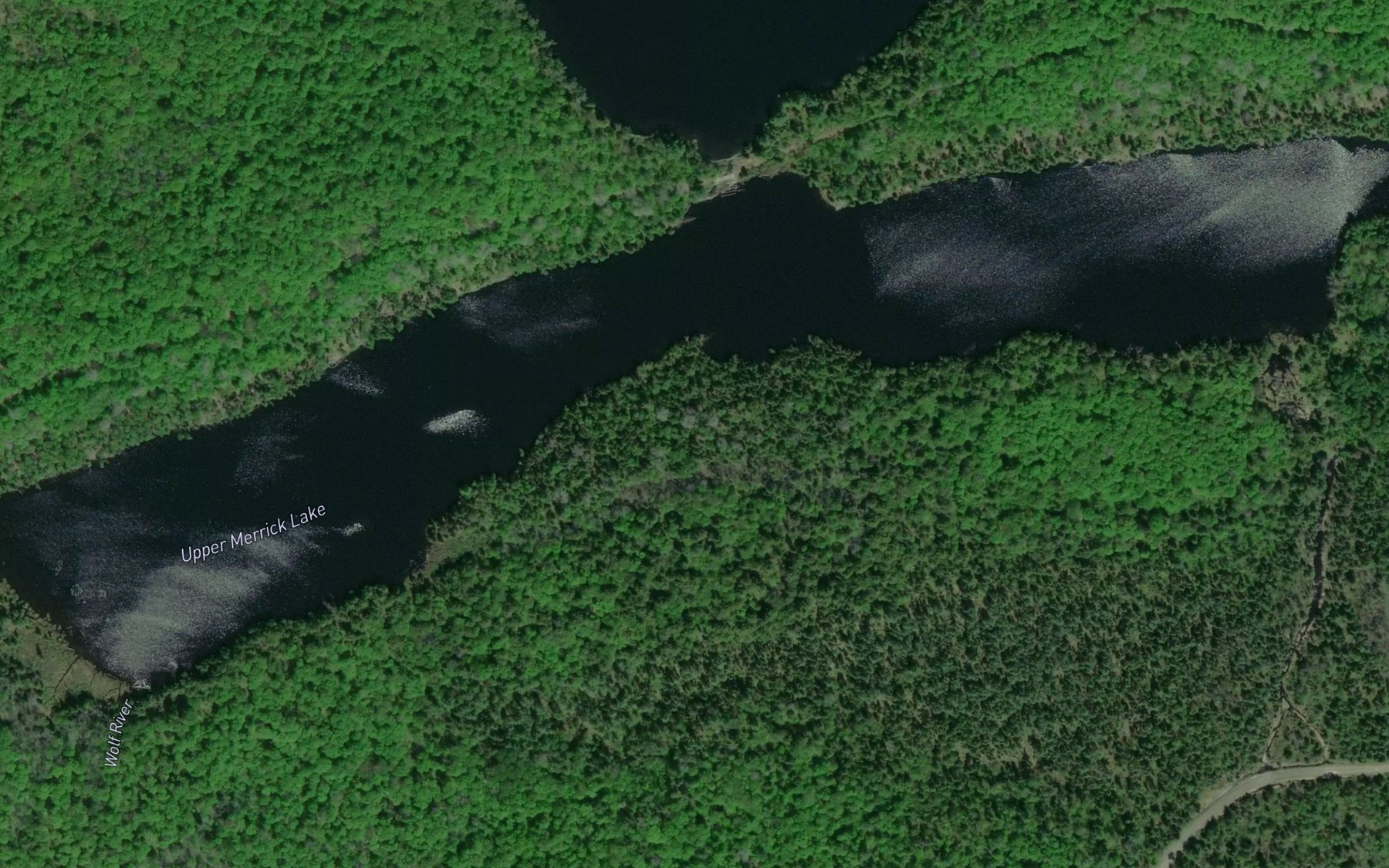 Satellite map of the Upper Merrick Lake