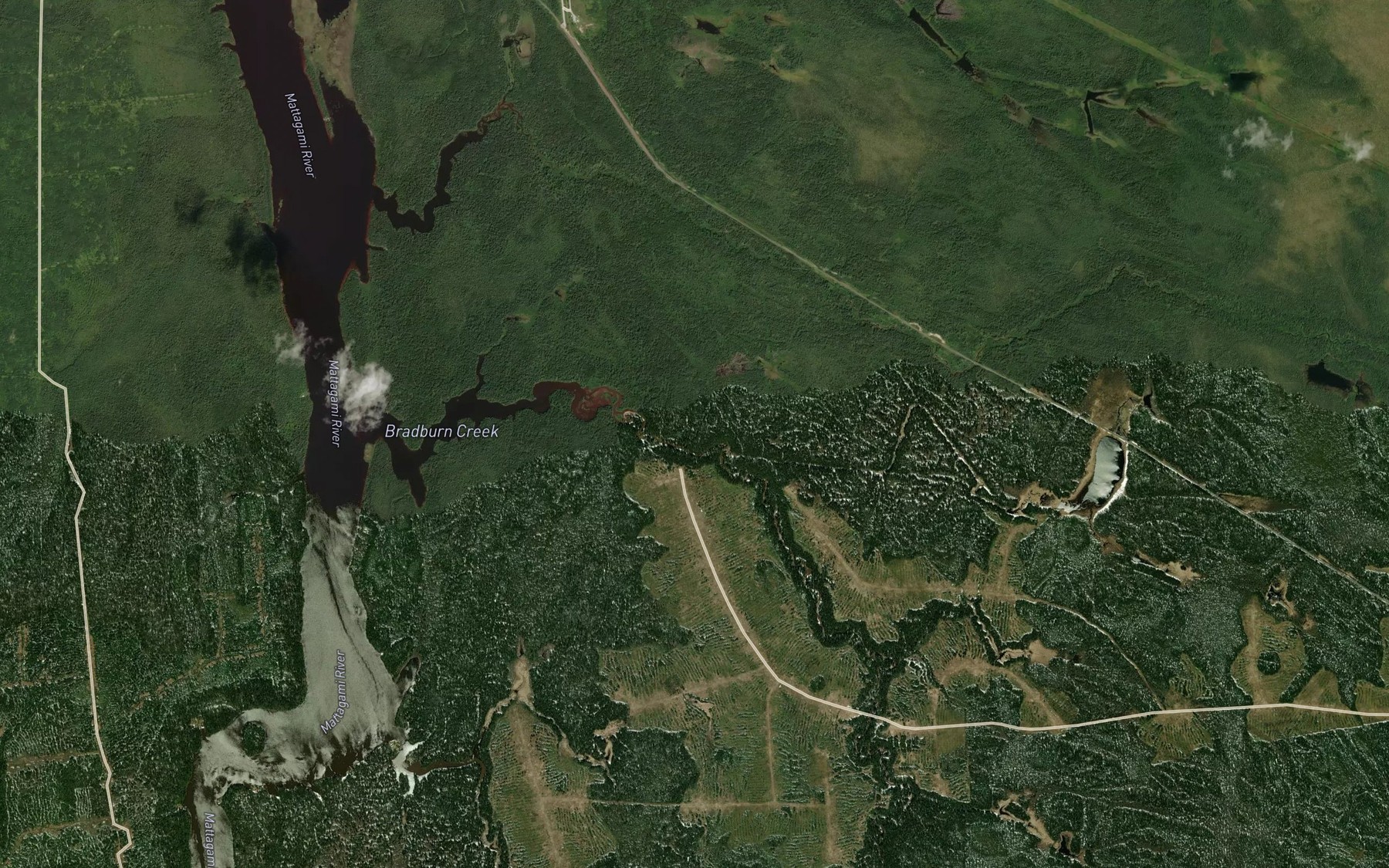 Satellite map of the Bradburn Creek
