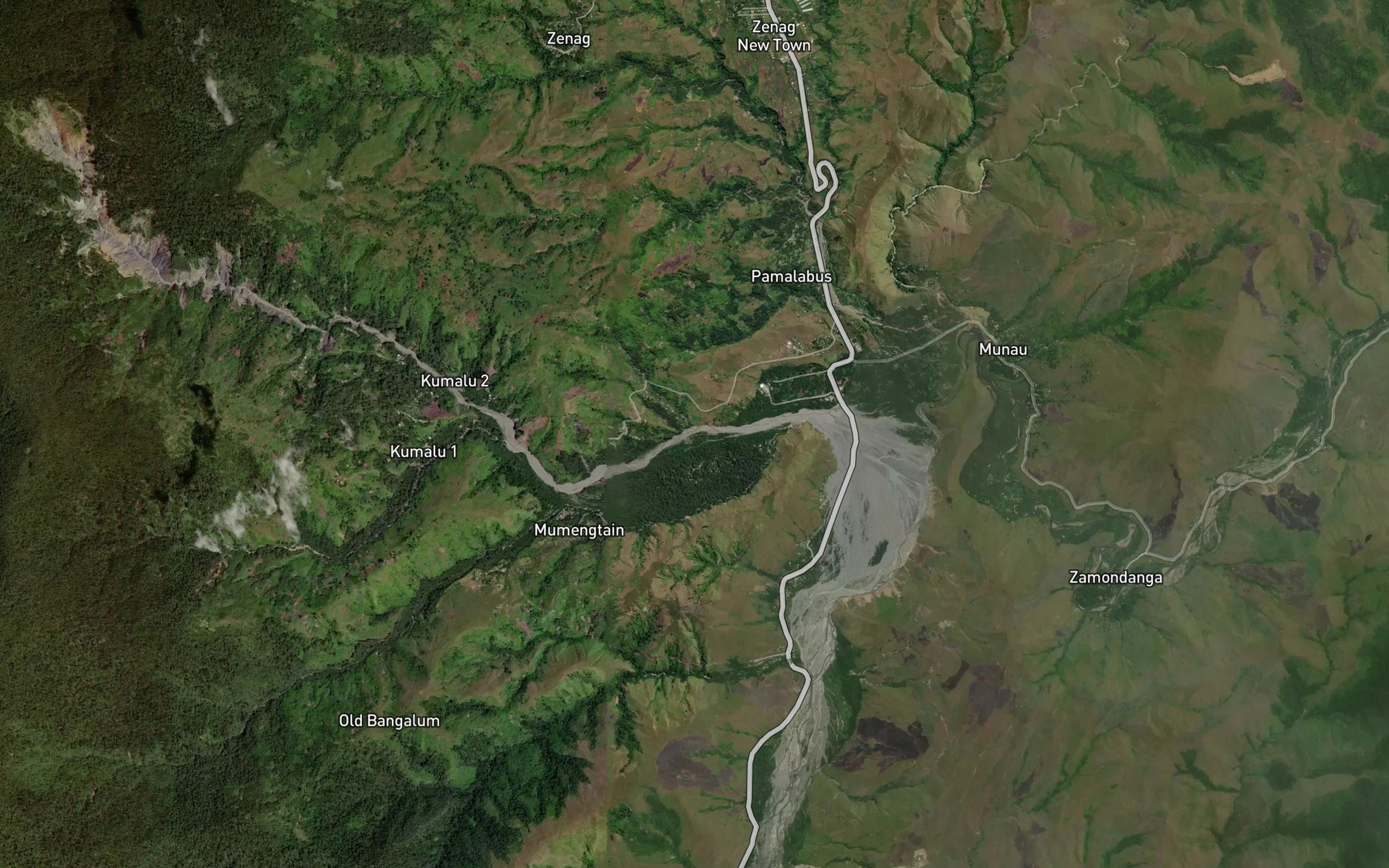 Satellite map of the Mumeng River