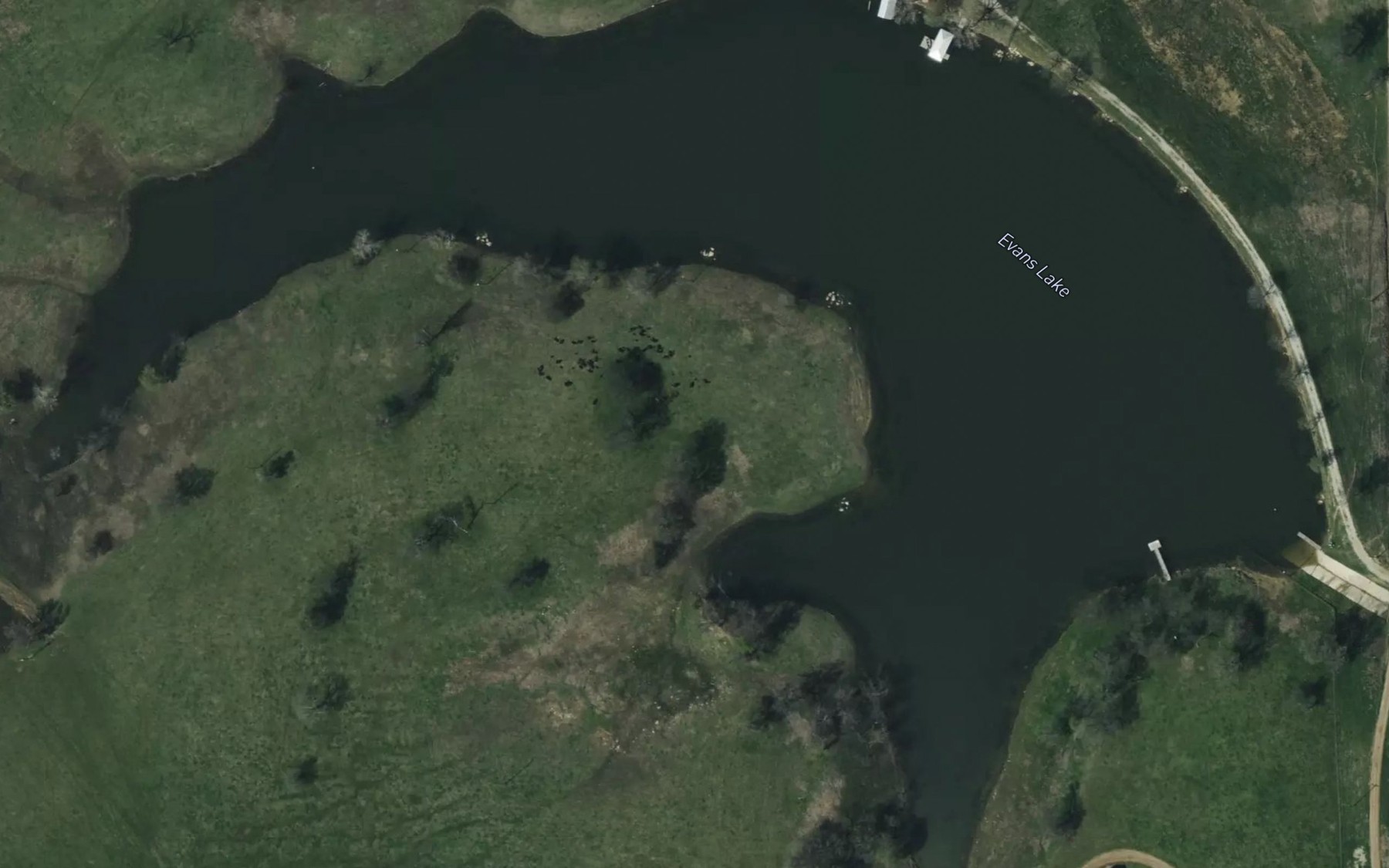 Satellite map of the Evans Lake