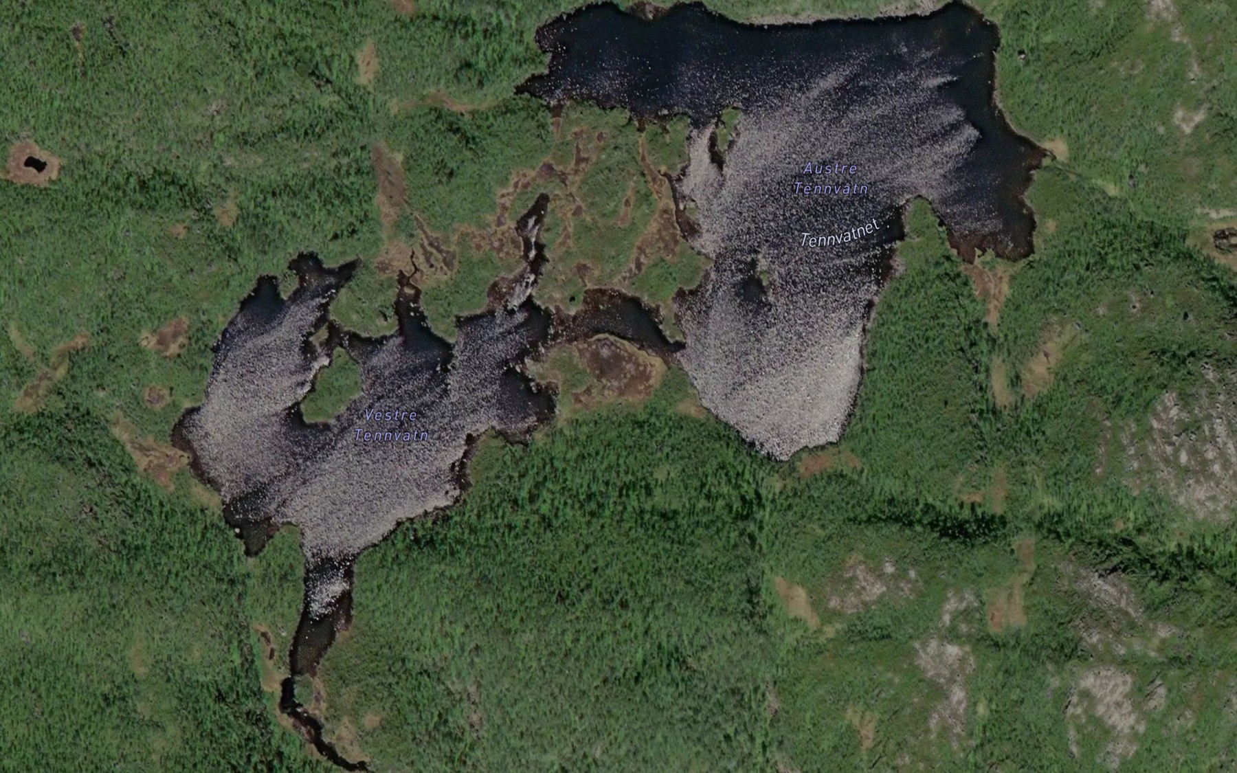 Satellite map of the Vestre Tennvatn