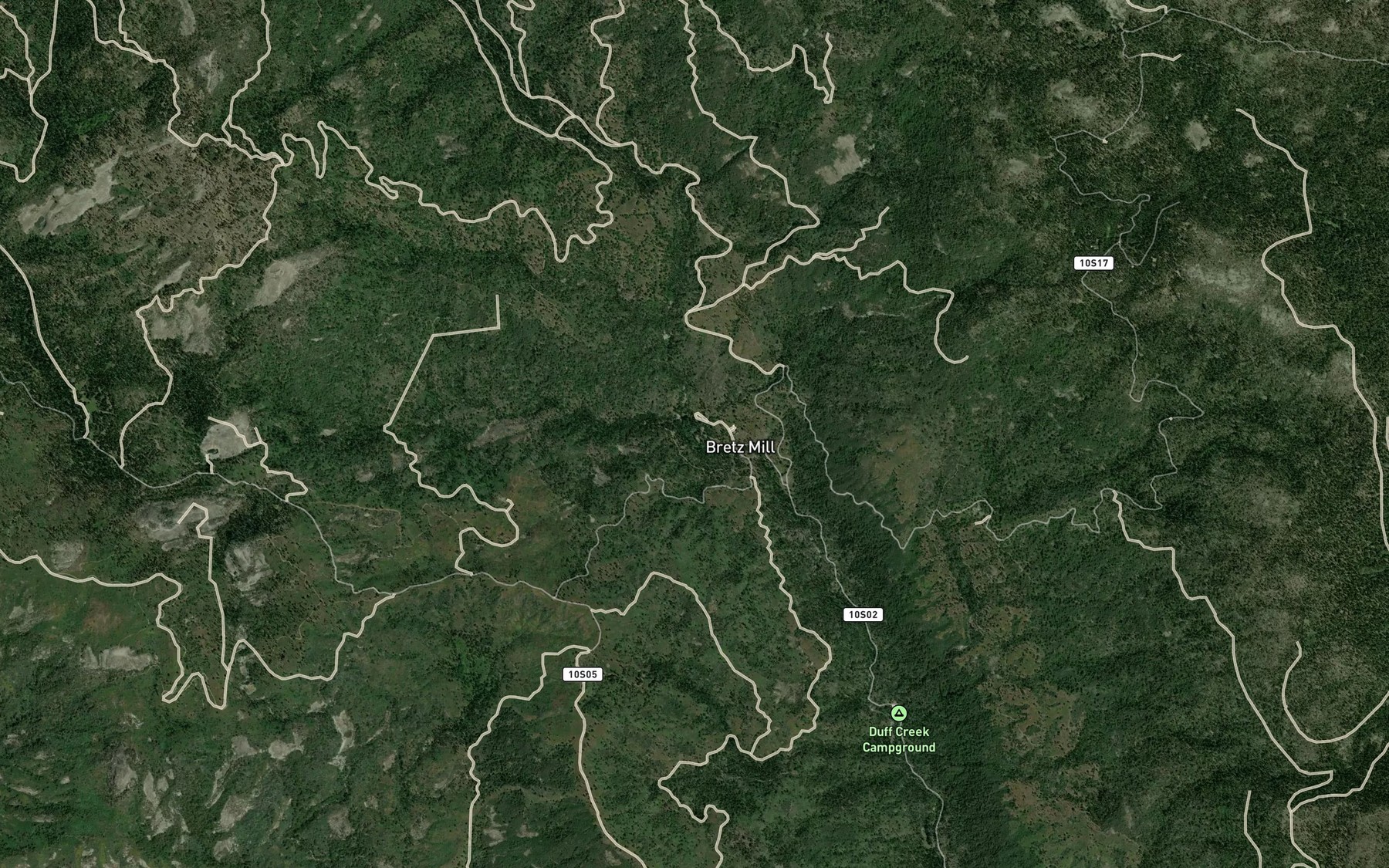 Satellite map of the Providence Creek