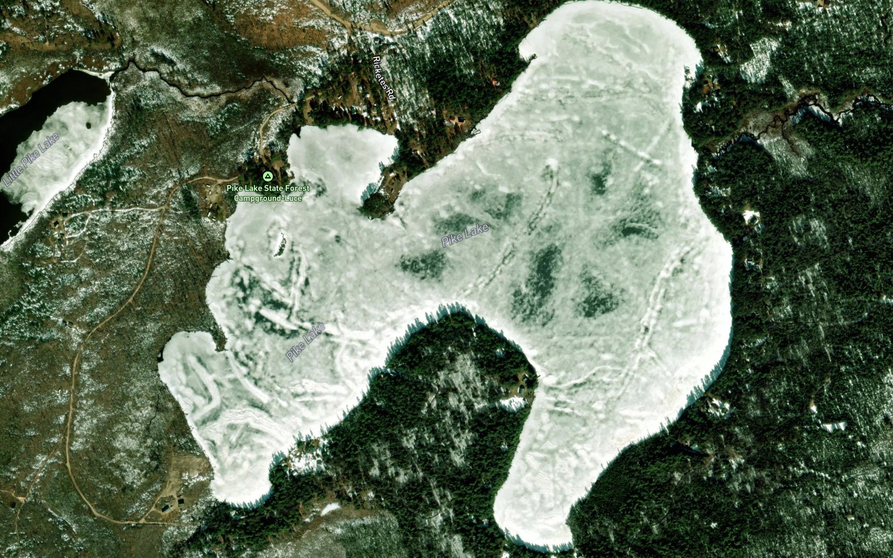 Satellite map of the Pike Lake