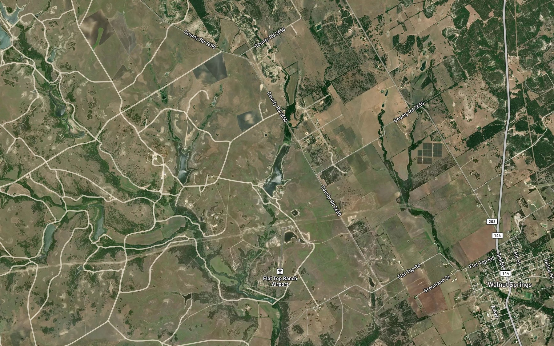 Satellite map of the Mustang Lake