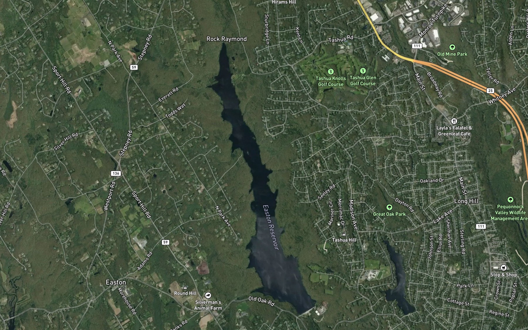 Satellite map of the Chub Brook