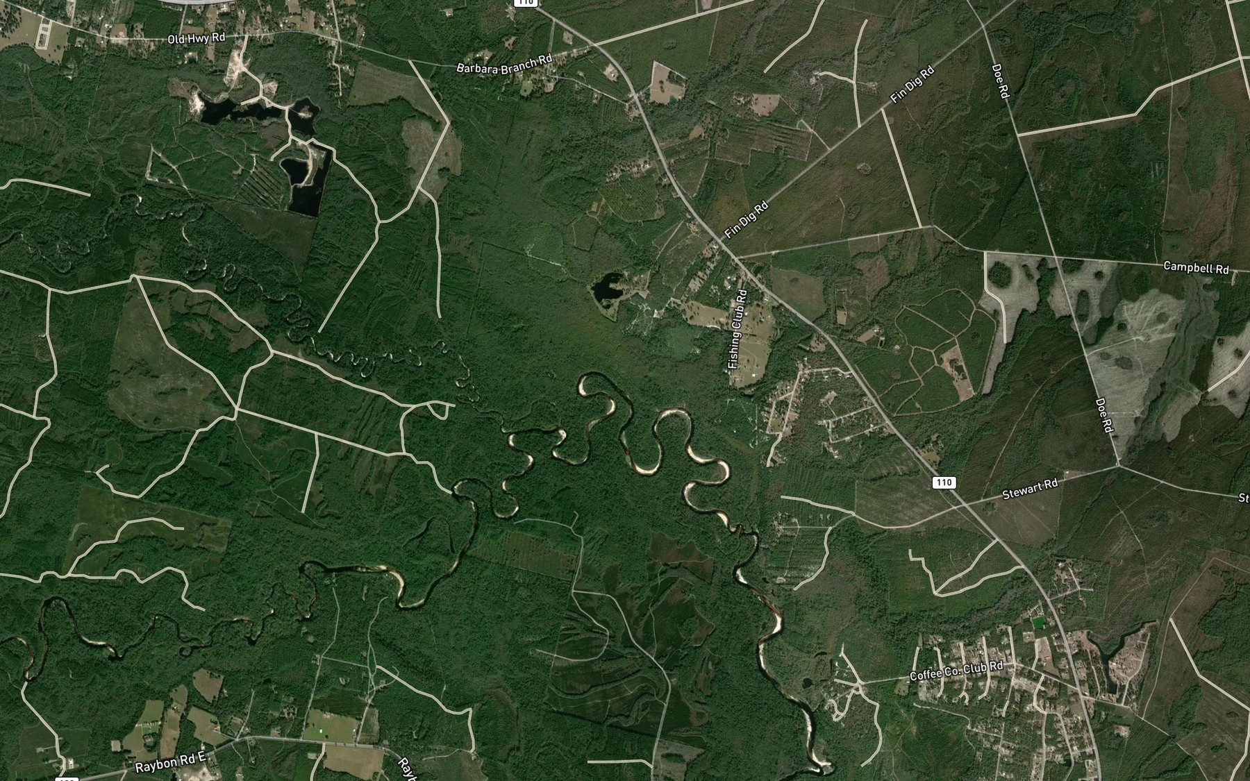 Satellite map of the Barbers Creek