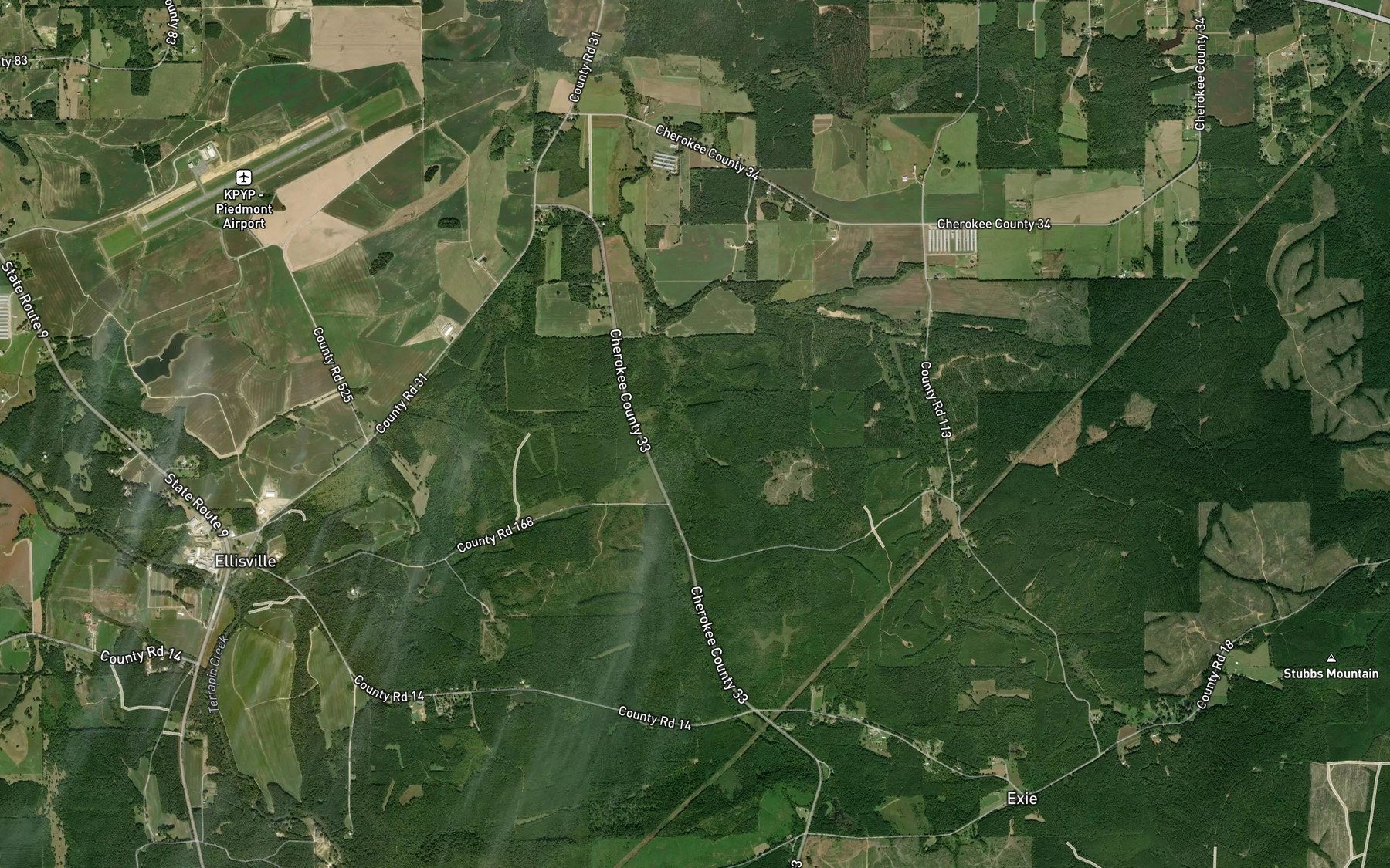 Satellite map of the Bob Hollow Branch