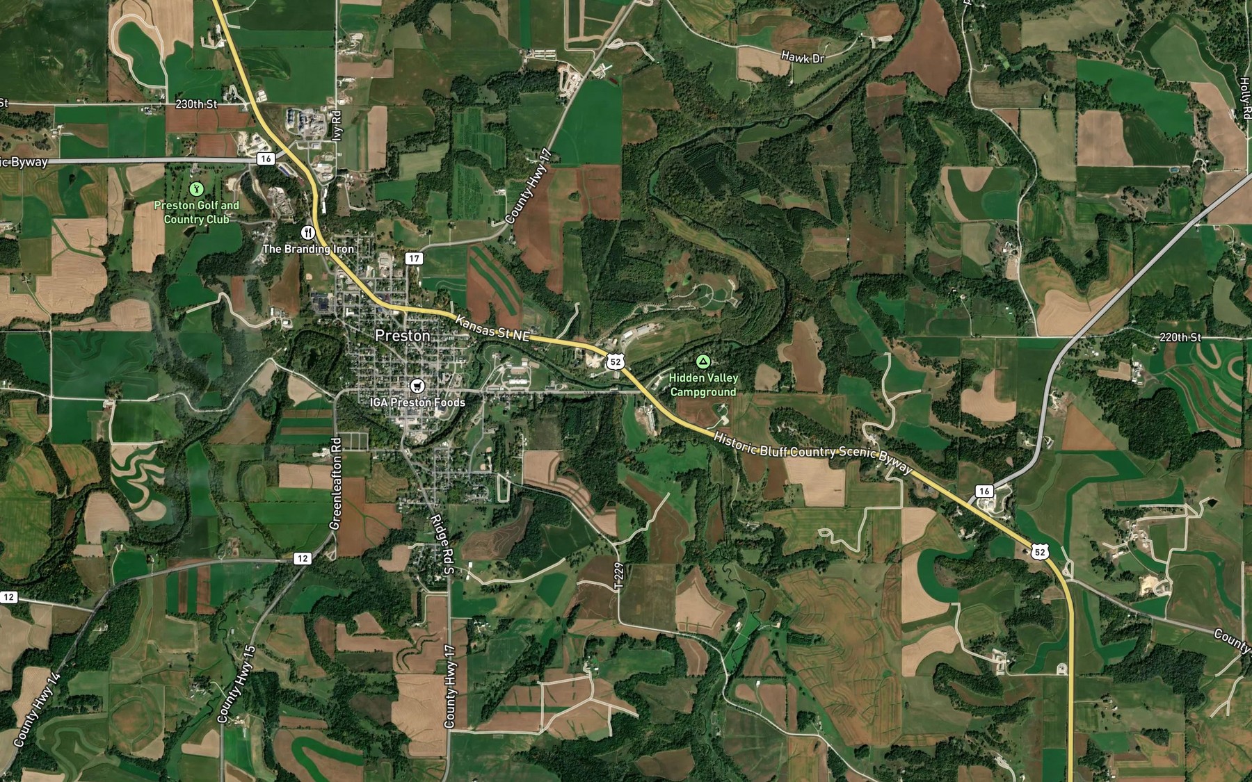 Satellite map of the Camp Creek