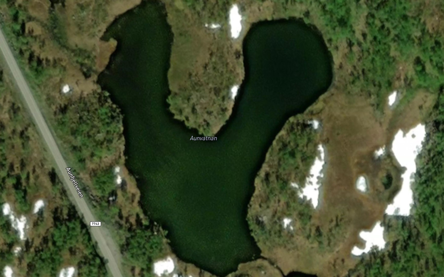 Satellite map of the Aunvatnan