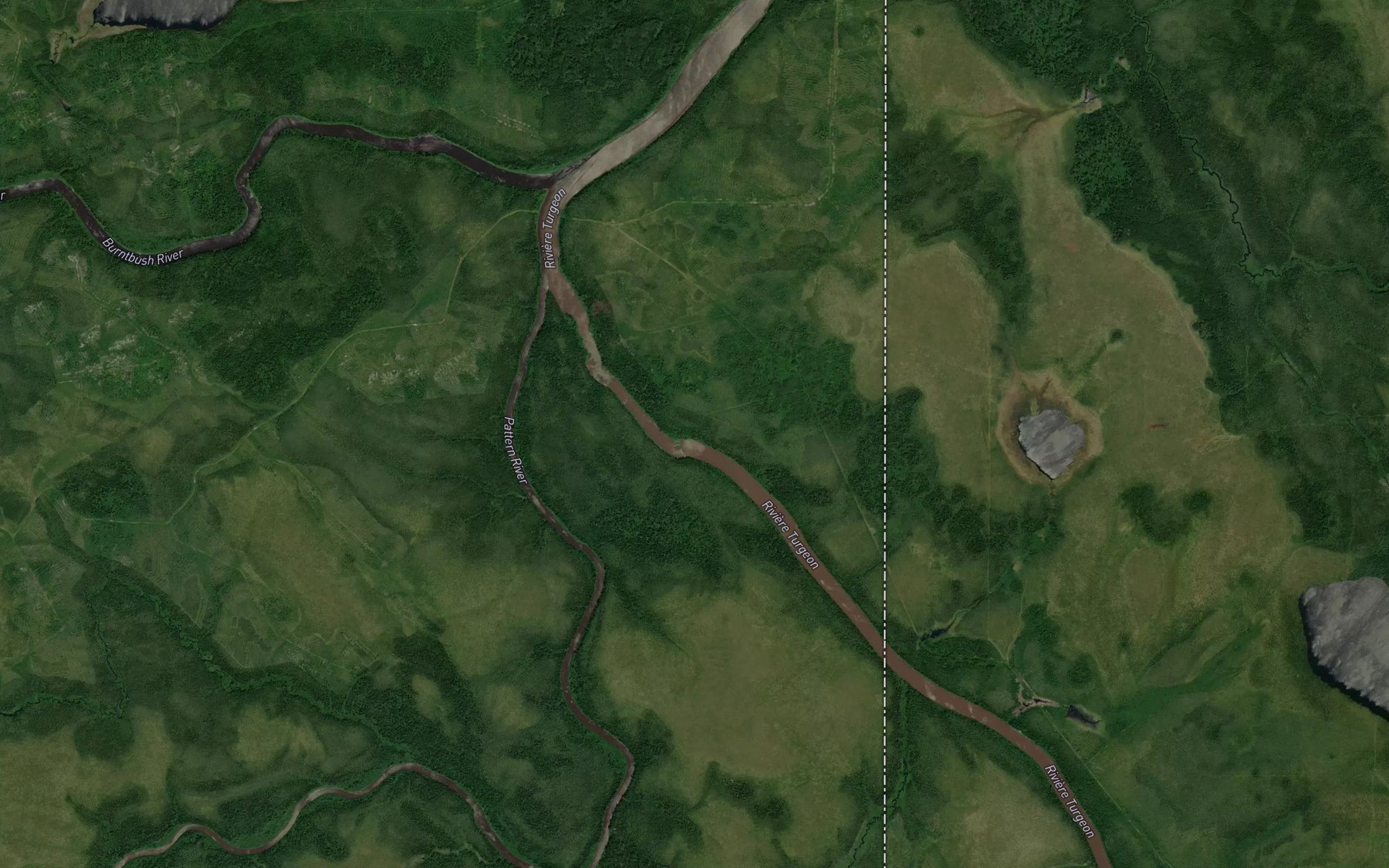 Satellite map of the Patten River