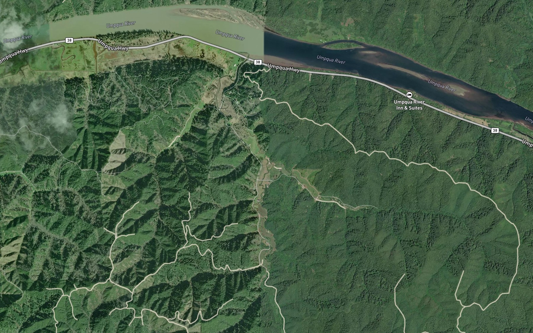 Satellite map of the Johnson Creek