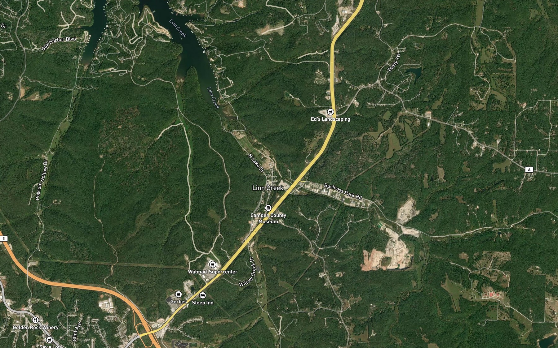 Satellite map of the North Fork Linn Creek