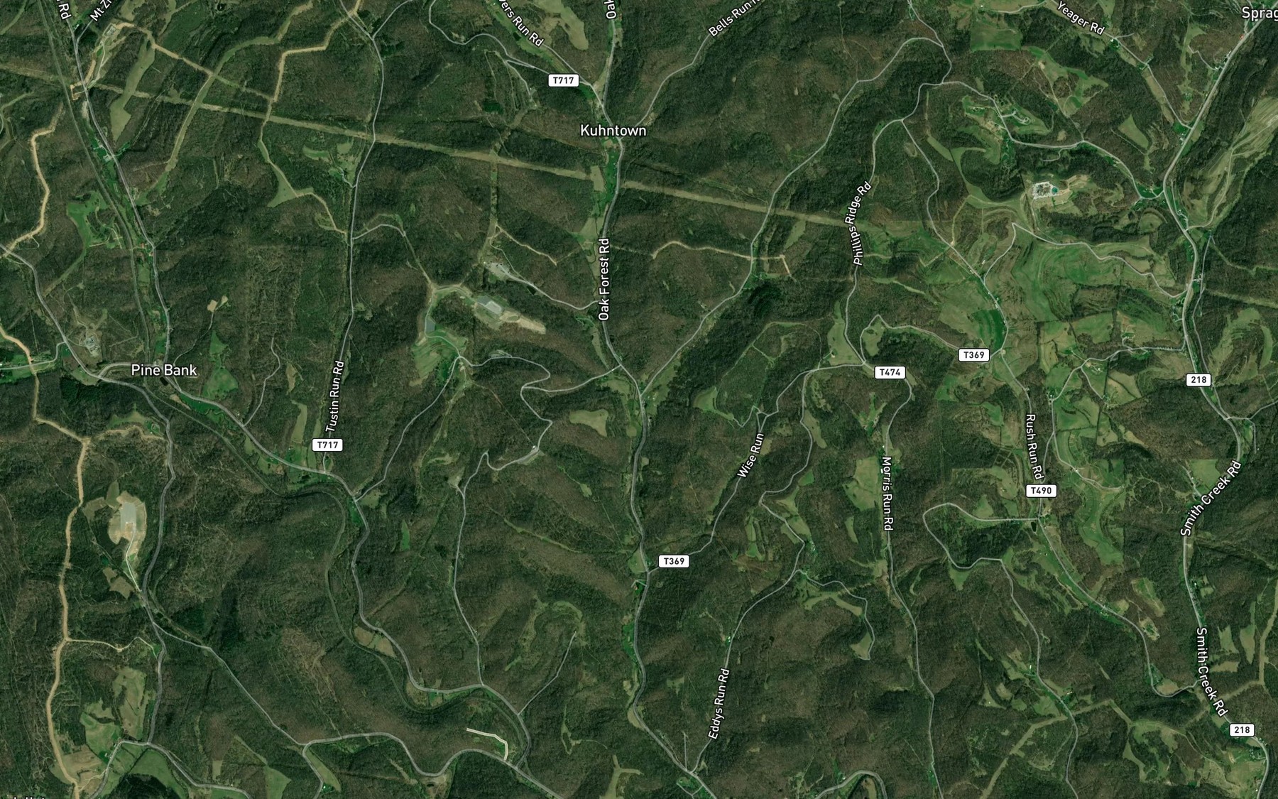 Satellite map of the Bulldog Run