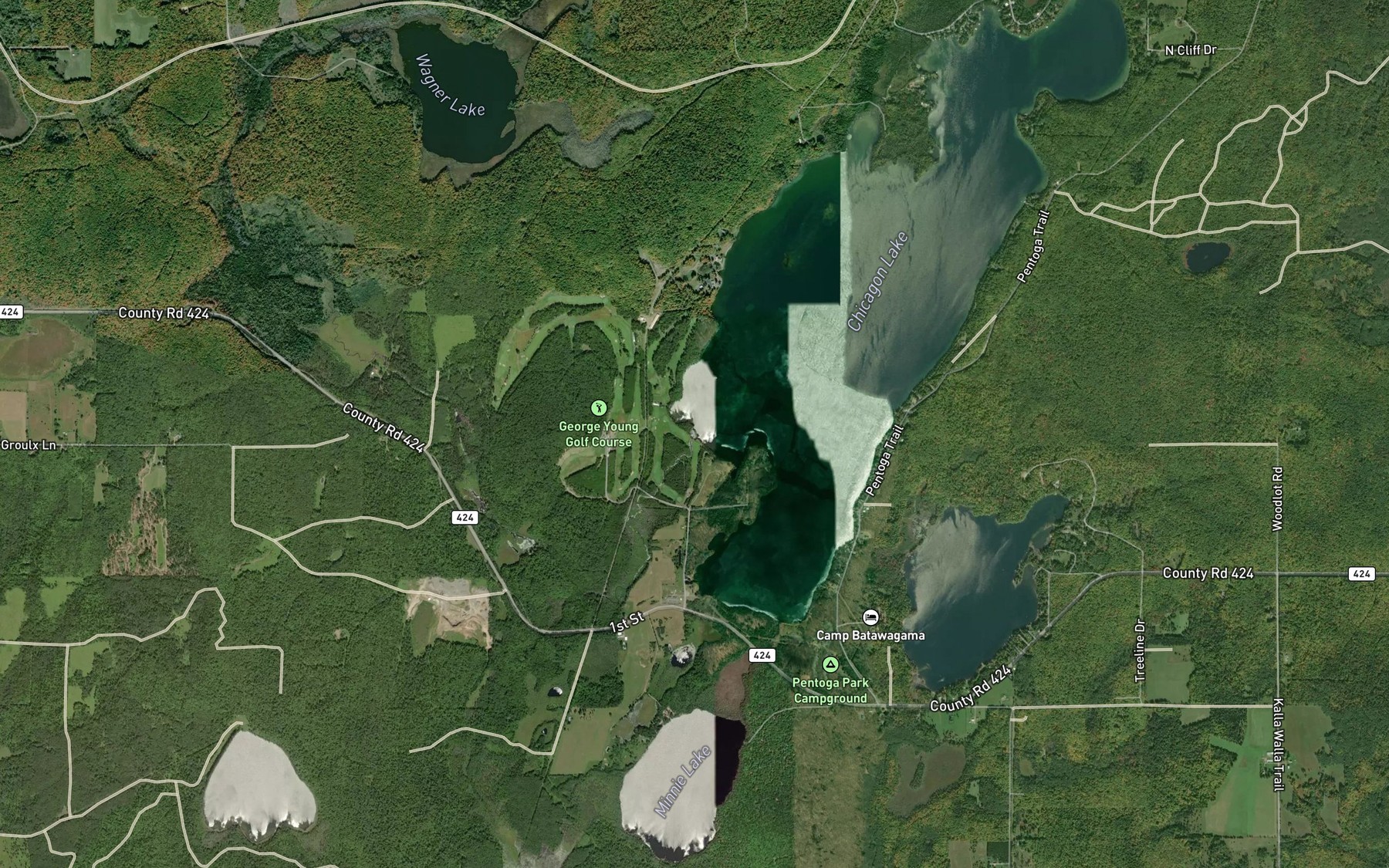 Satellite map of the Wagner Creek