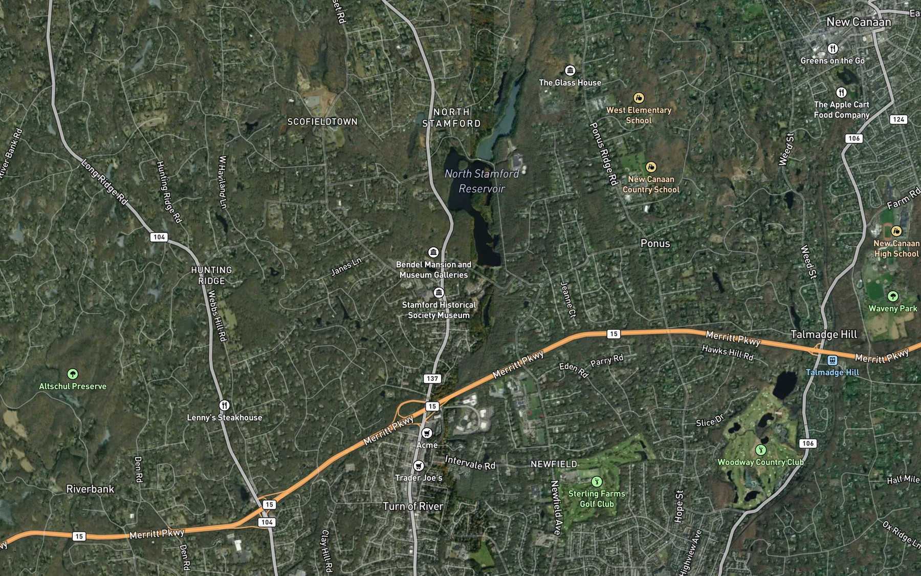 Satellite map of the Poorhouse Brook