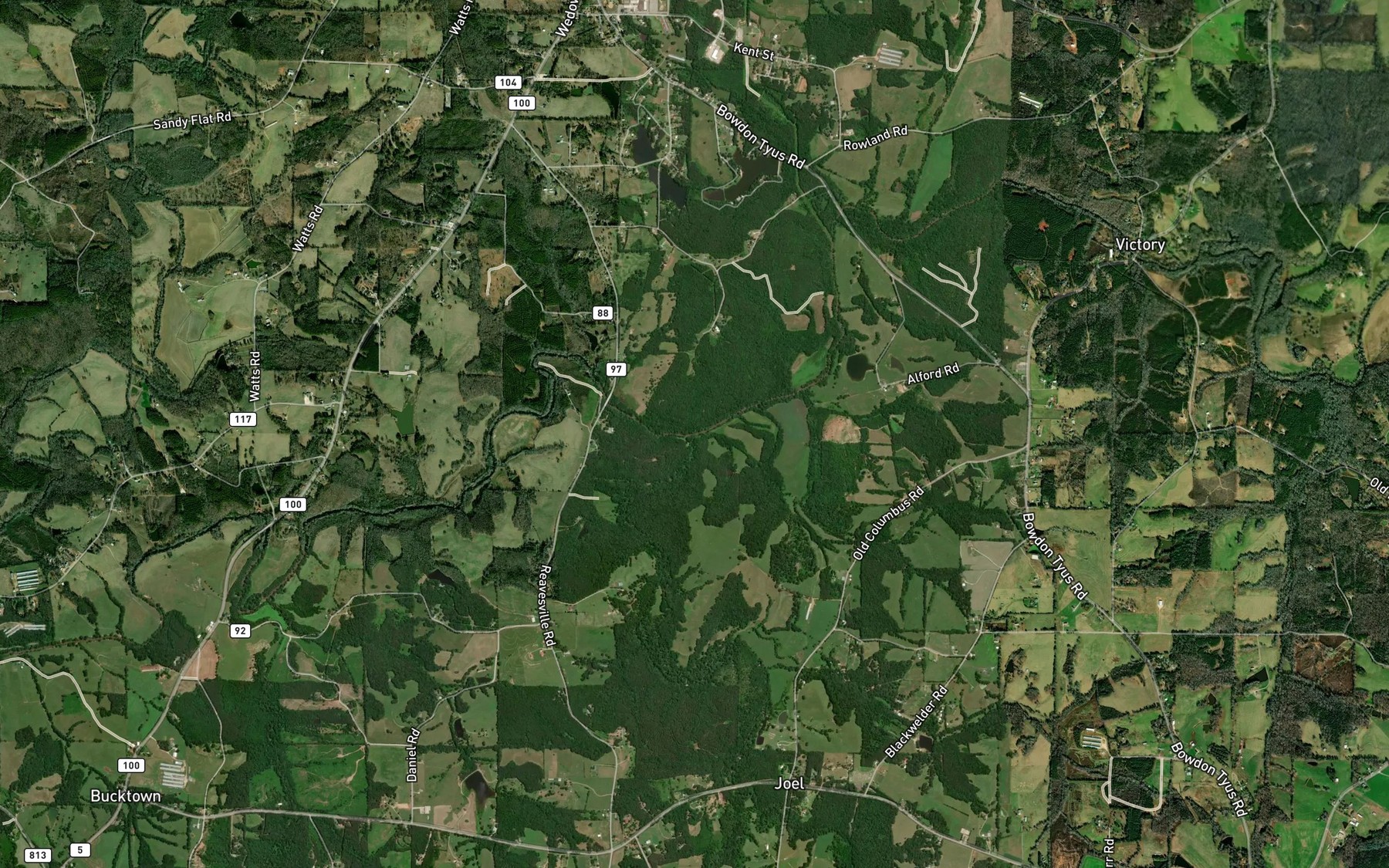 Satellite map of the Mountain Creek