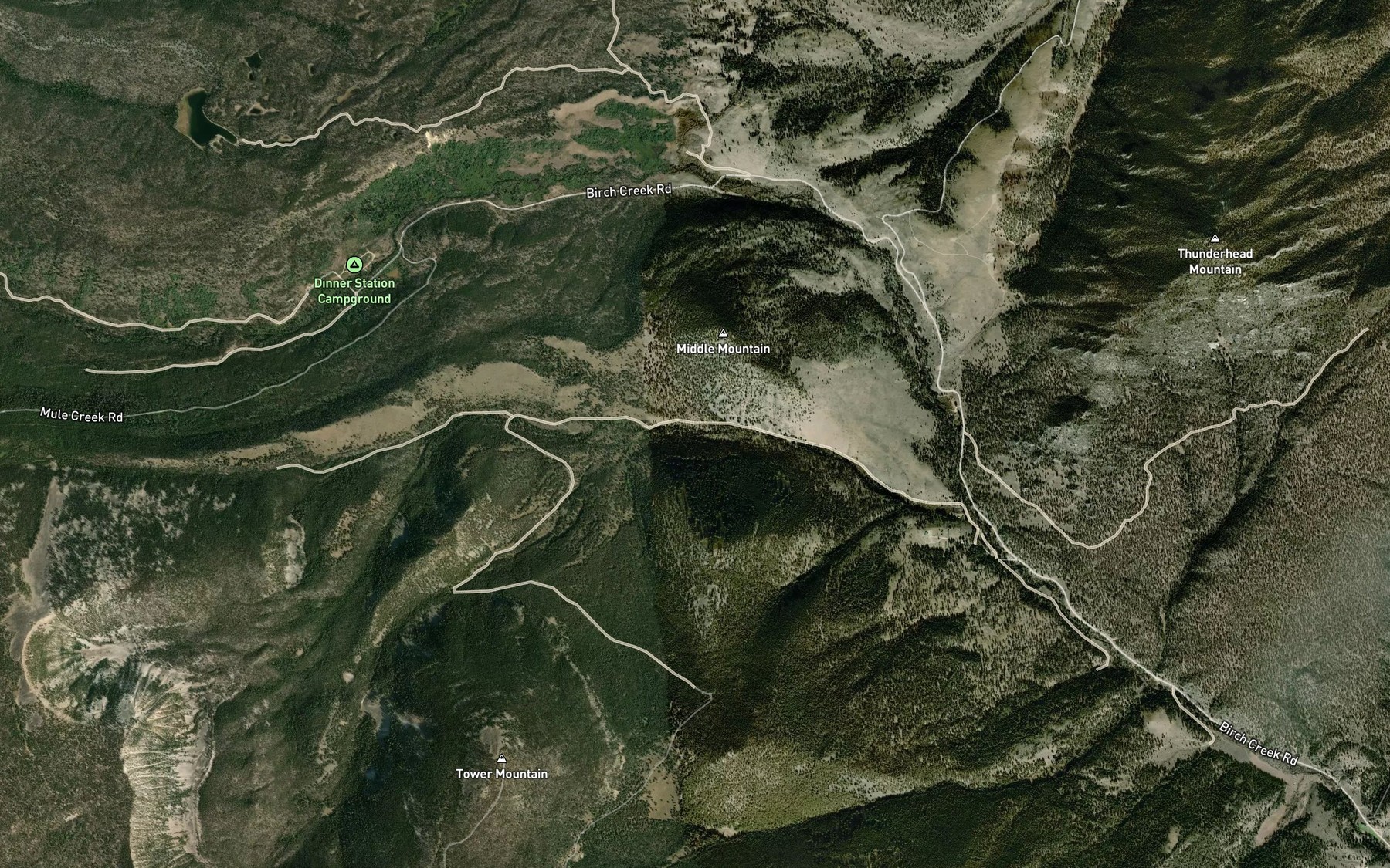 Satellite map of the South Fork Thief Creek