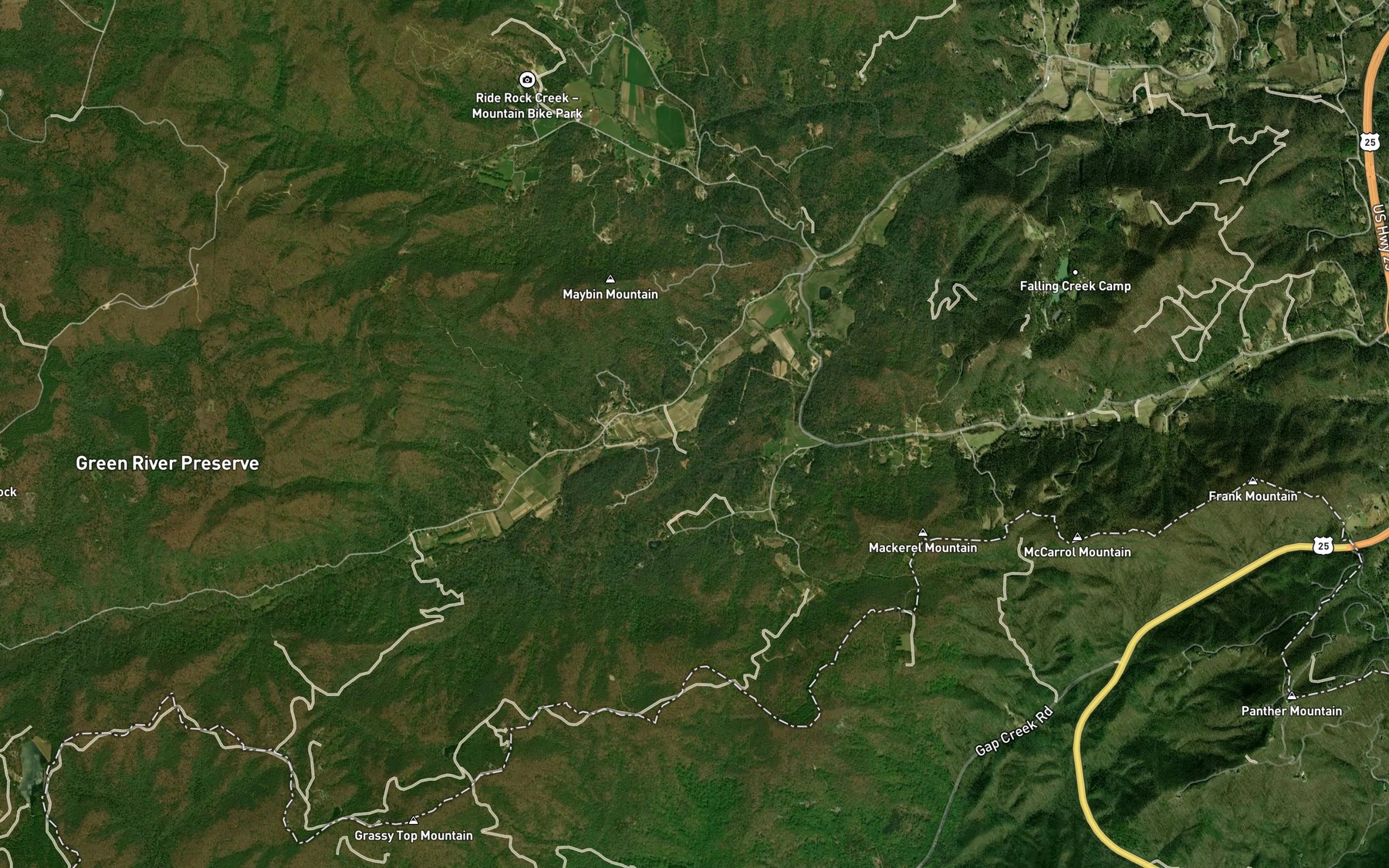 Satellite map of the Phillips Creek
