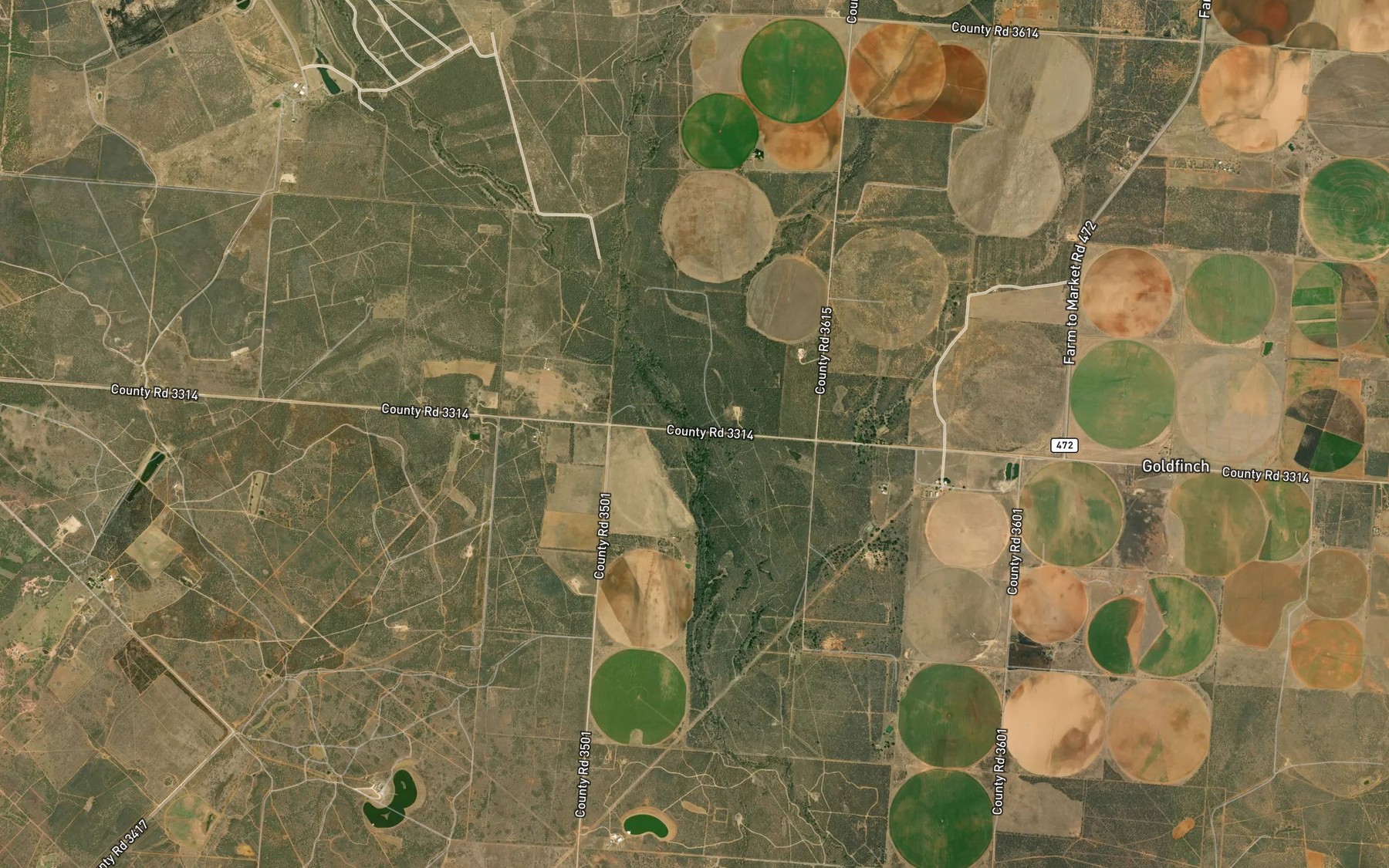 Satellite map of the Cat Creek