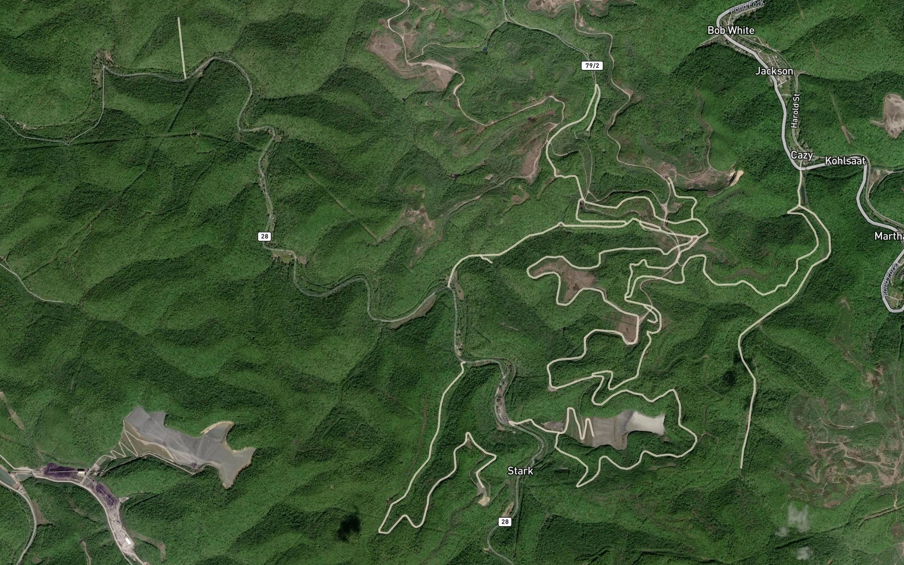 Satellite map of the White Oak Branch