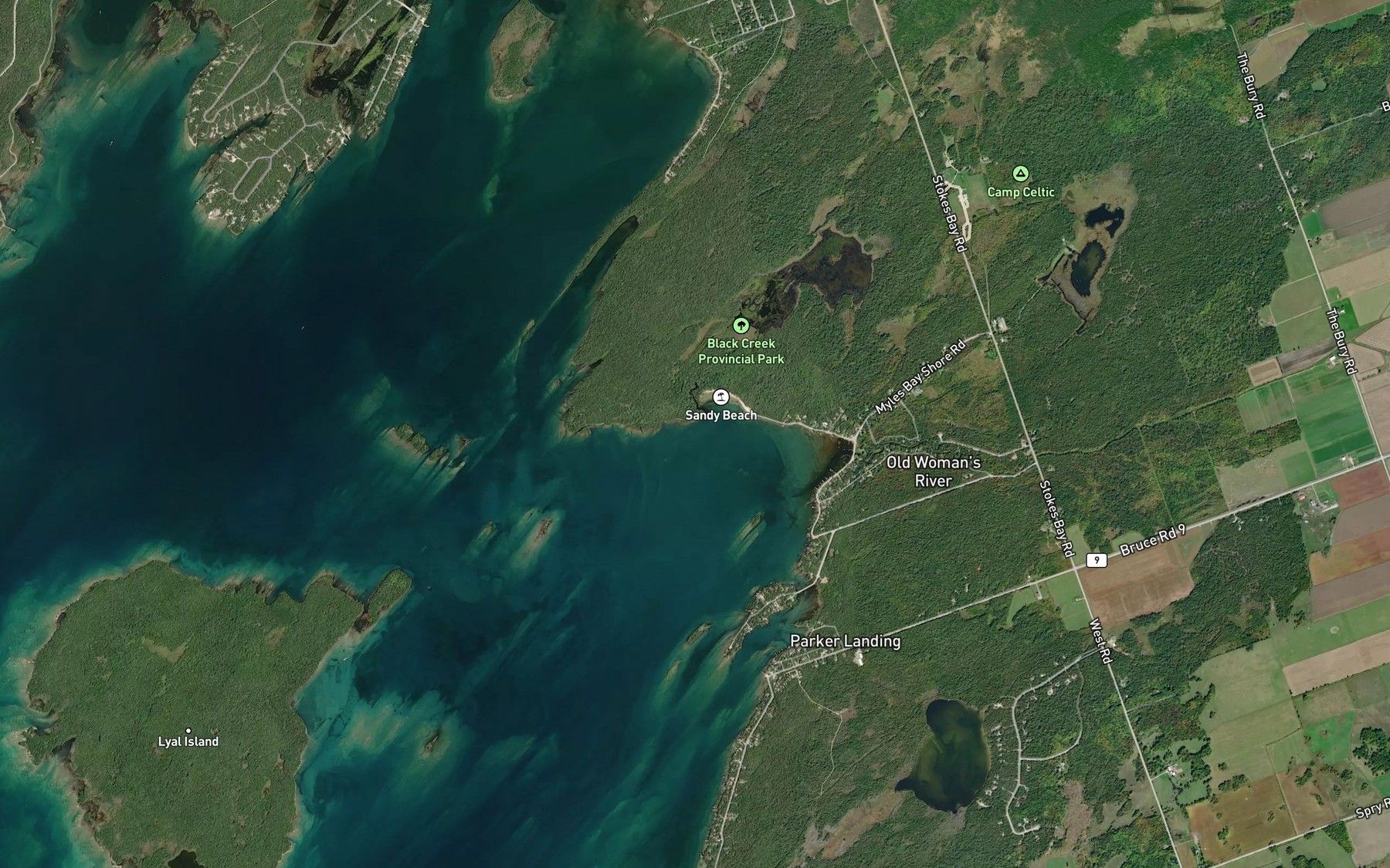 Satellite map of the Black Creek