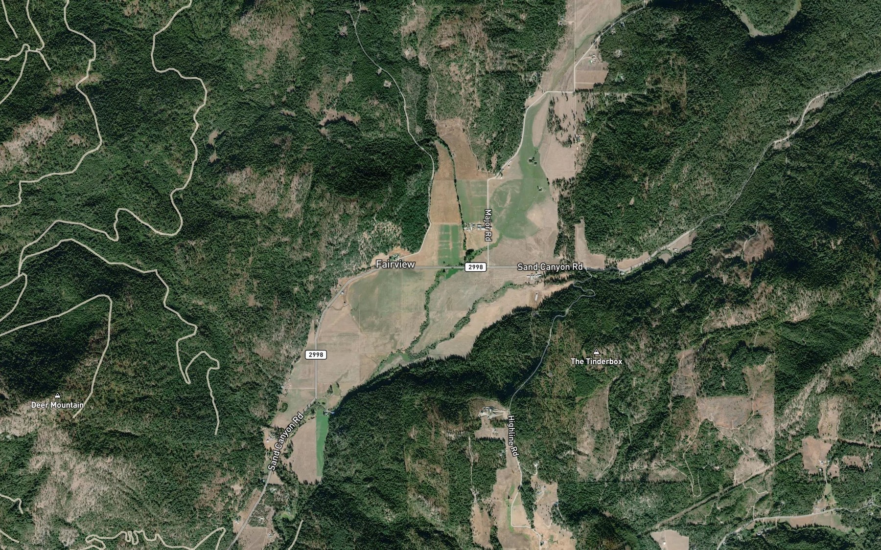 Satellite map of the Leslie Creek