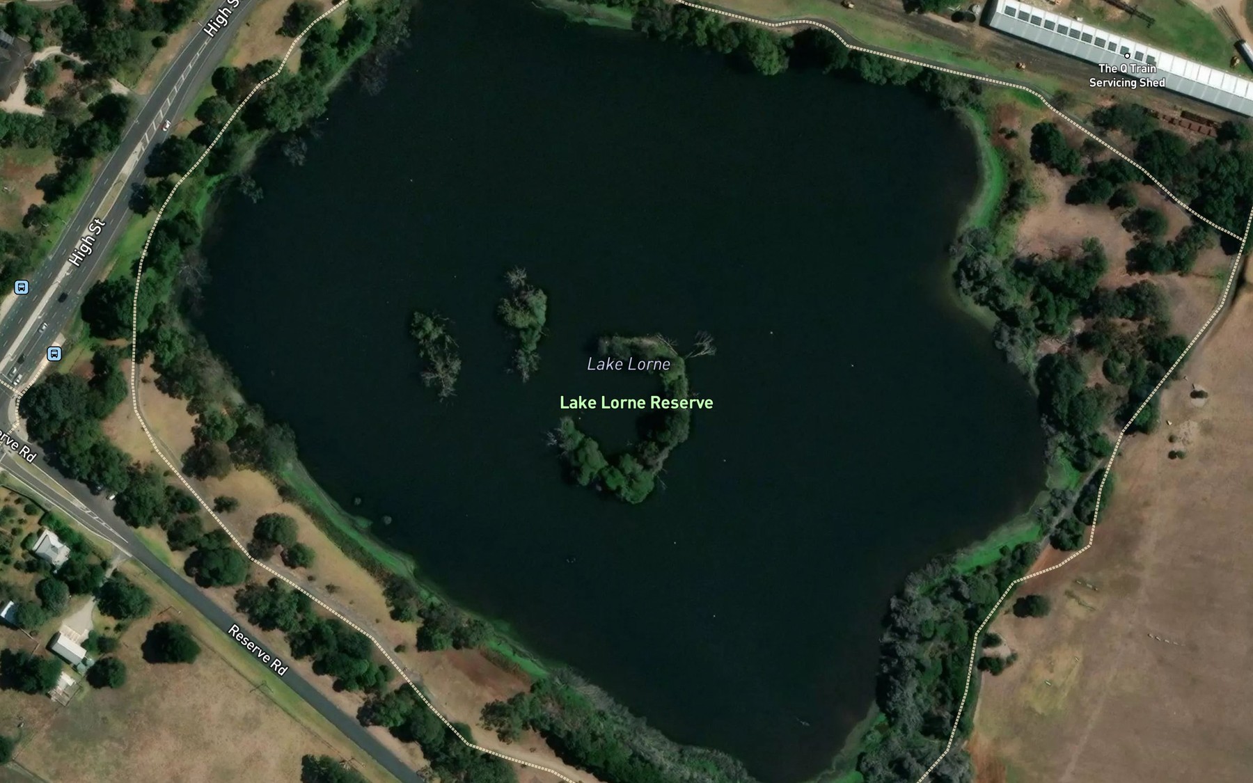 Satellite map of the Lake Lorne