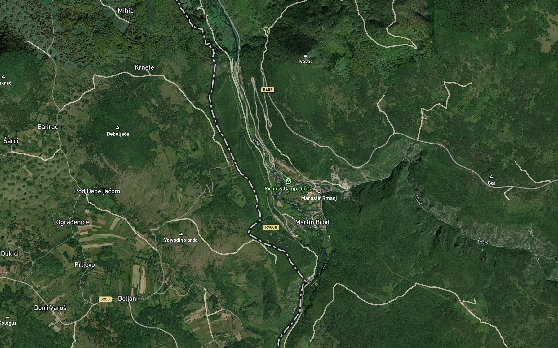 Satellite map of the Unac