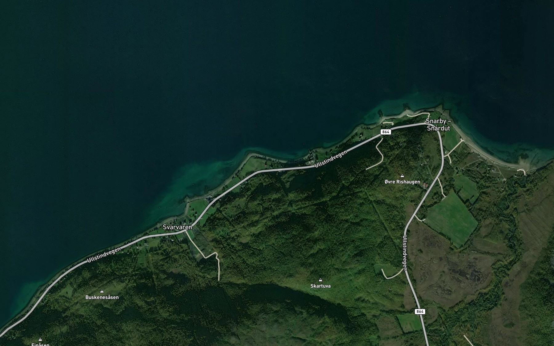 Satellite map of the Lyngneselva