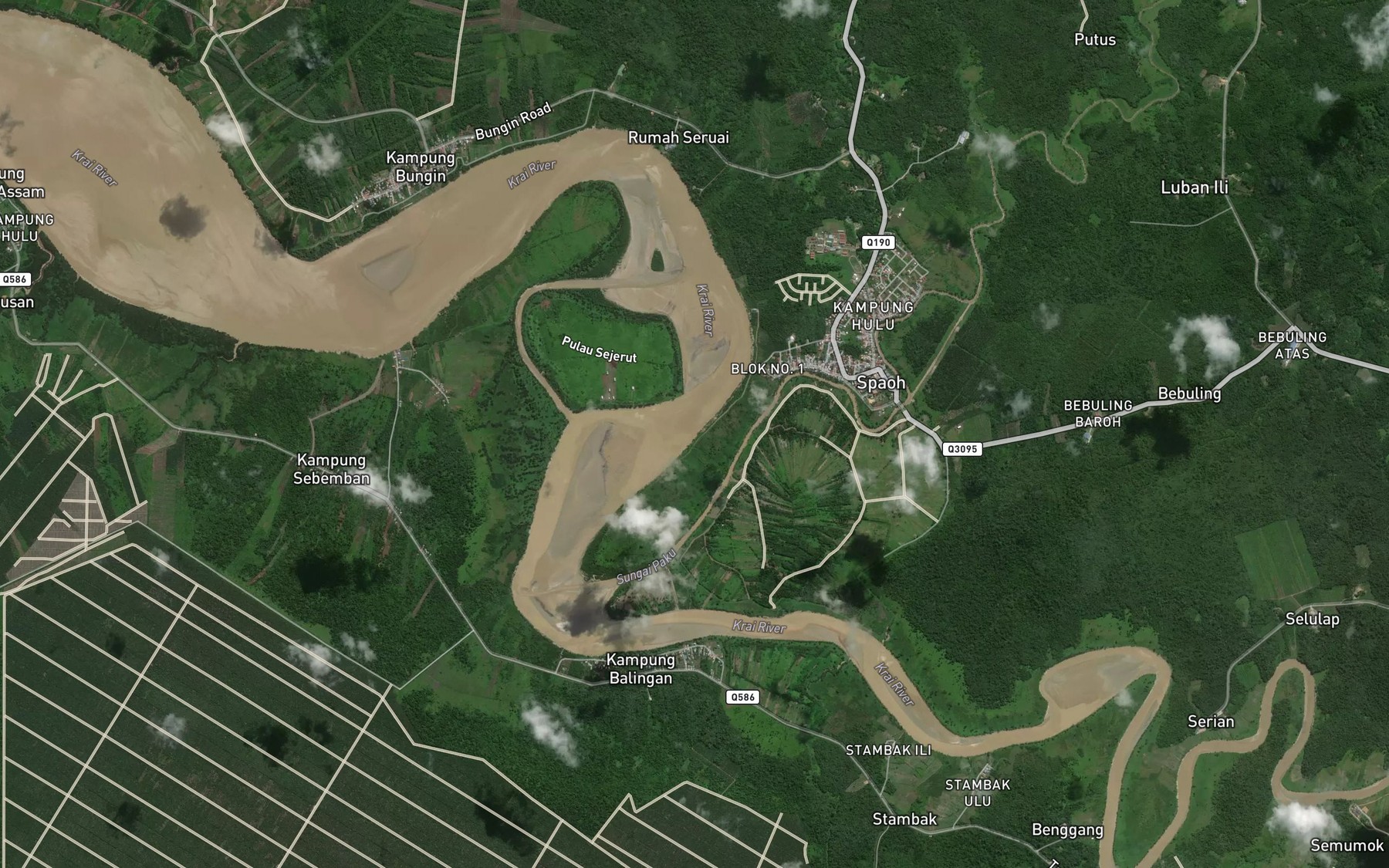 Satellite map of the Sungai Paku