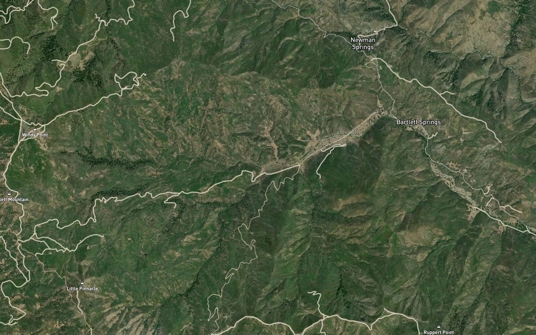 Satellite map of the South Fork Bartlett Creek
