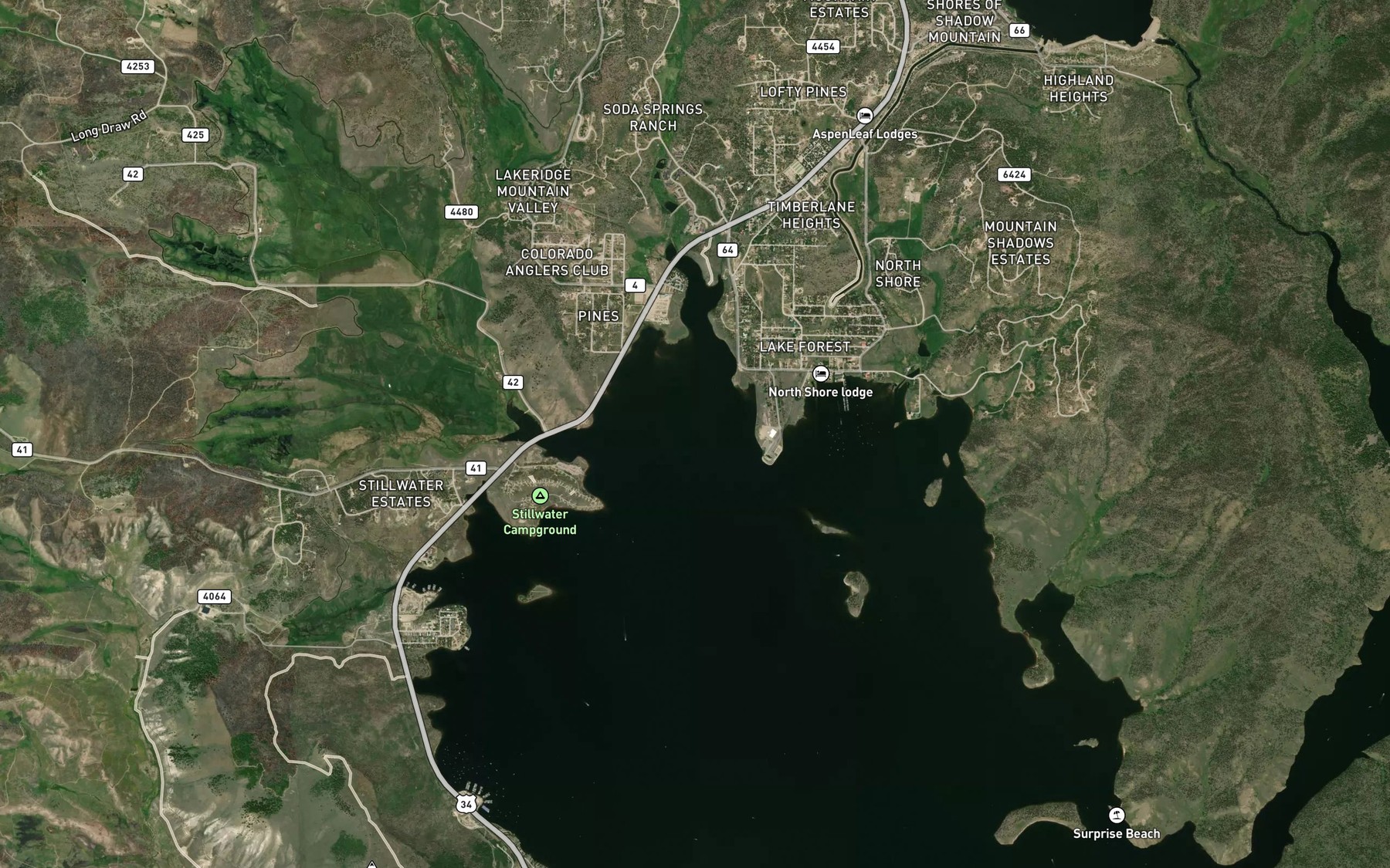 Satellite map of the Cutthroat Trout Bay