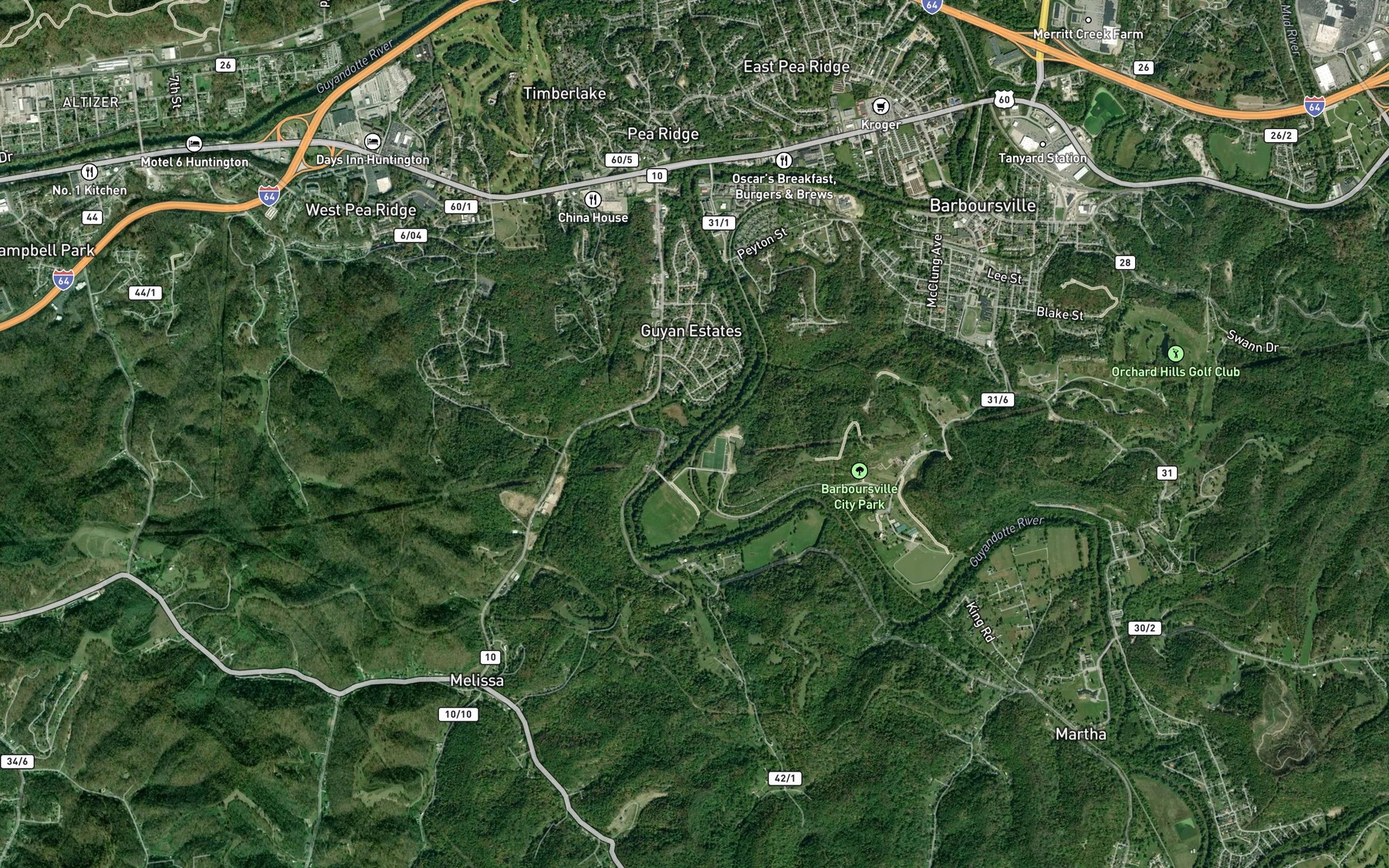 Satellite map of the Davis Creek