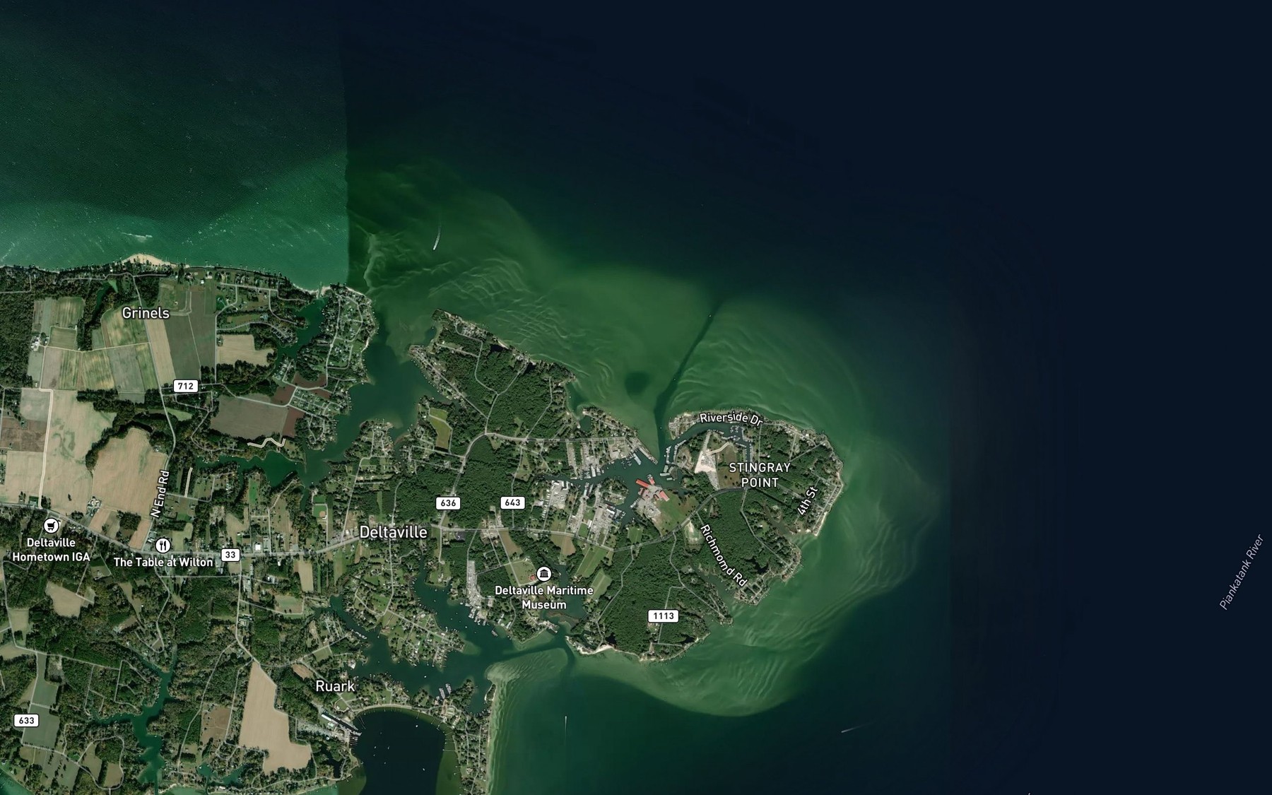 Satellite map of the Board Creek