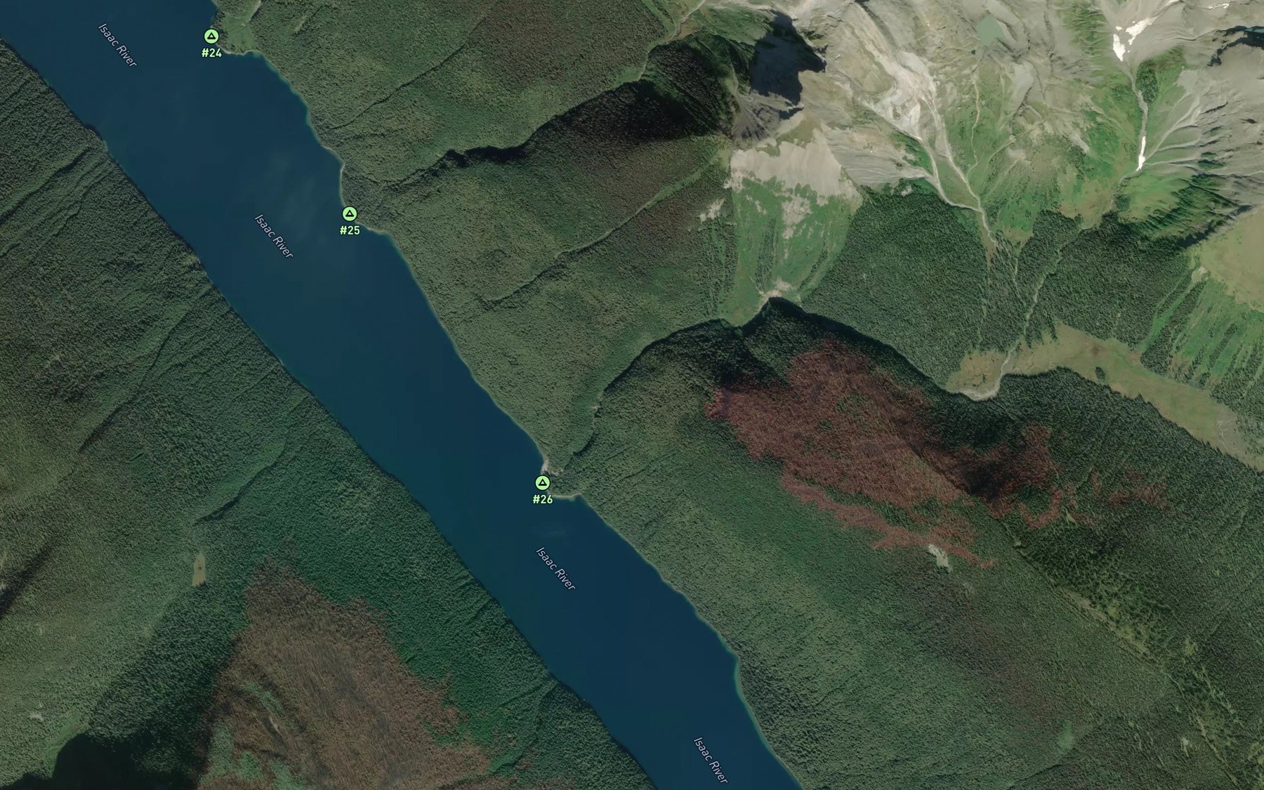 Satellite map of the Bowman Creek