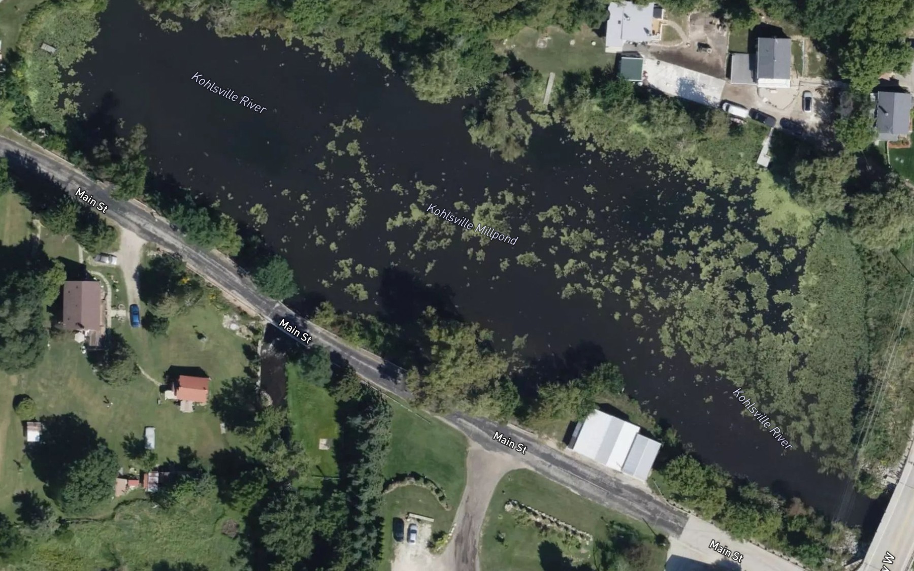 Satellite map of the Kohlsville Millpond