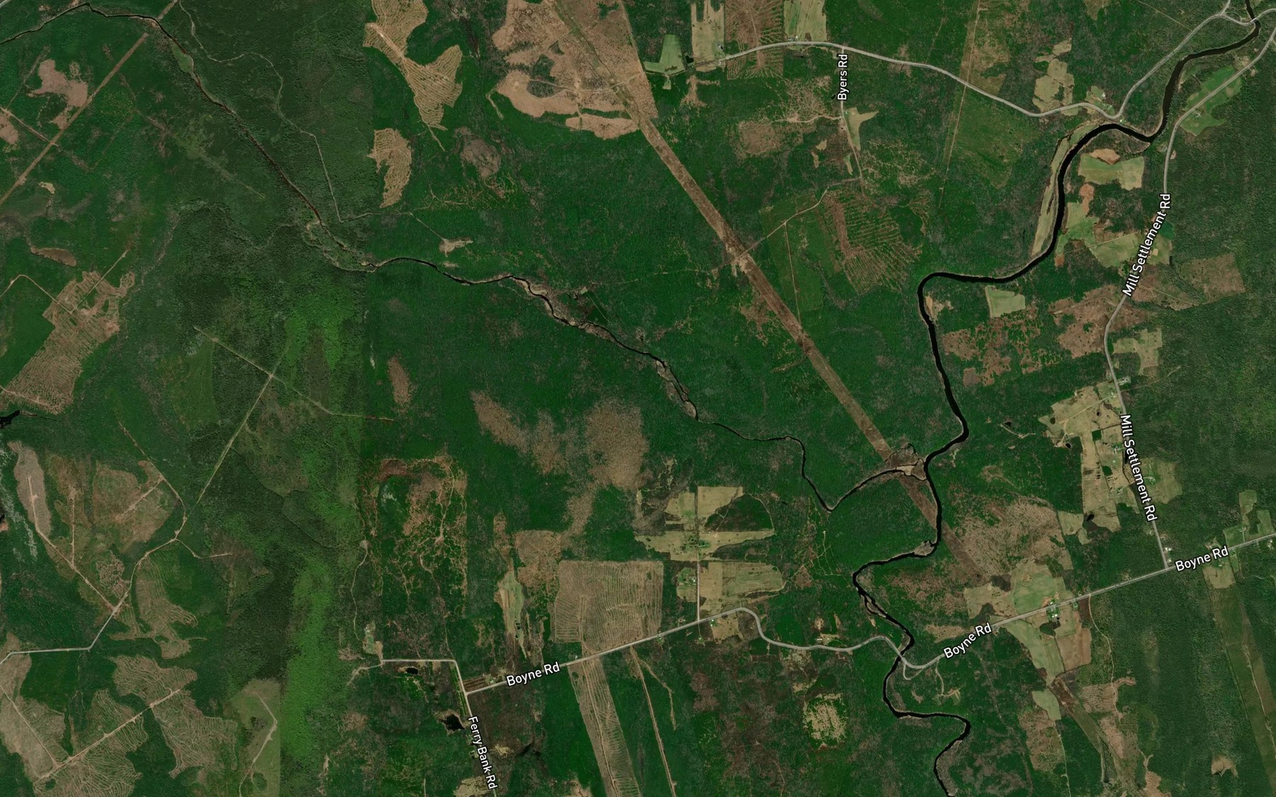 Satellite map of the Dan Brook