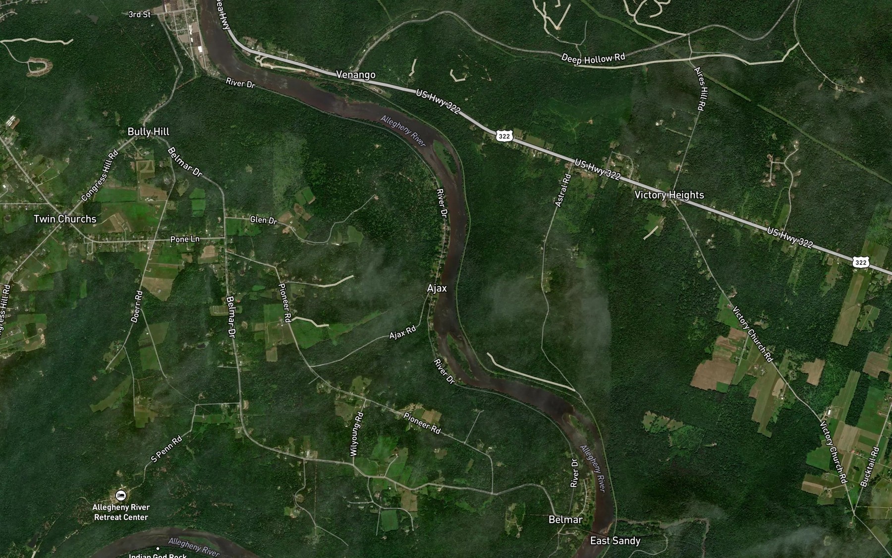 Satellite map of the Siefer Run