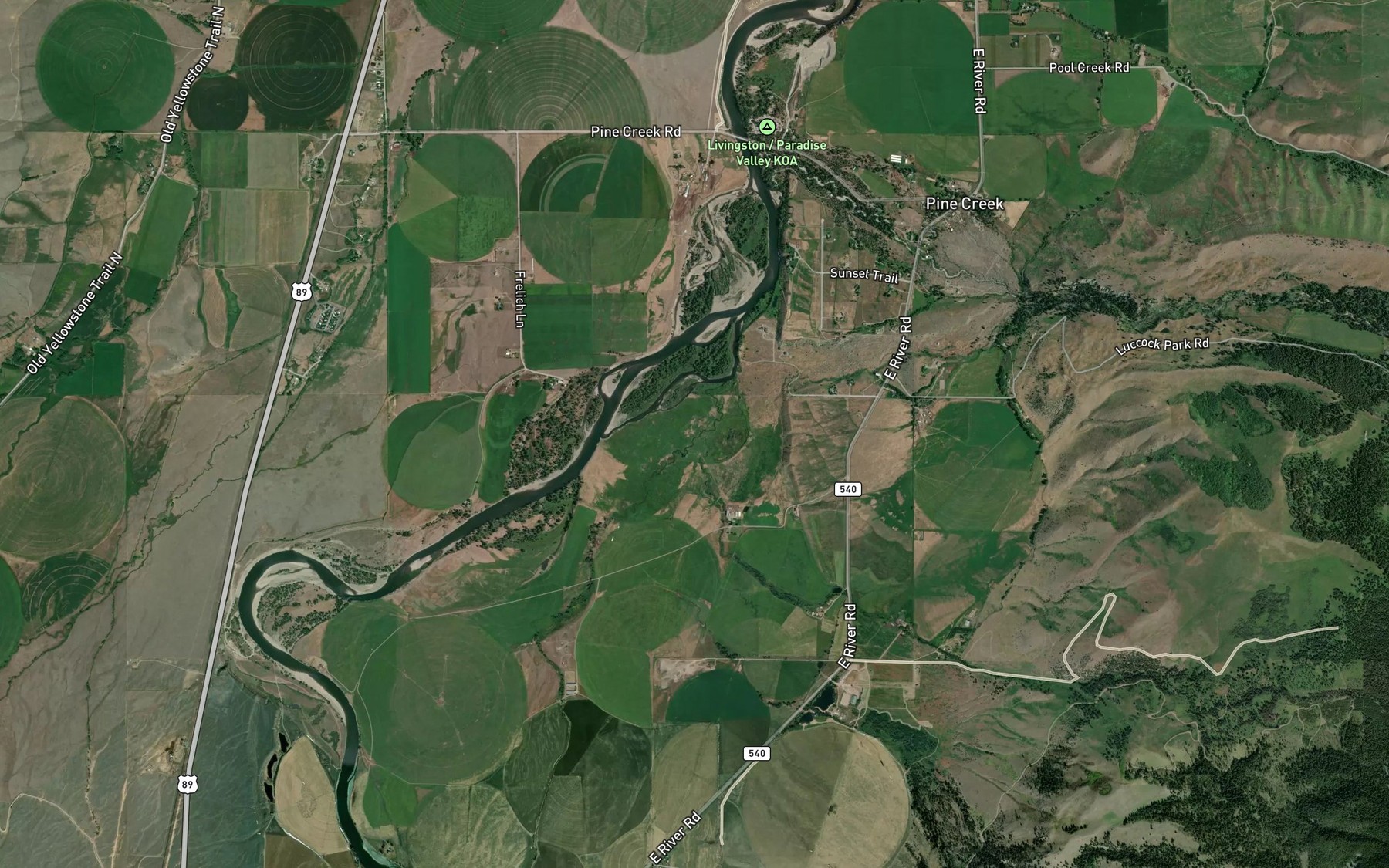 Satellite map of the Barney Creek