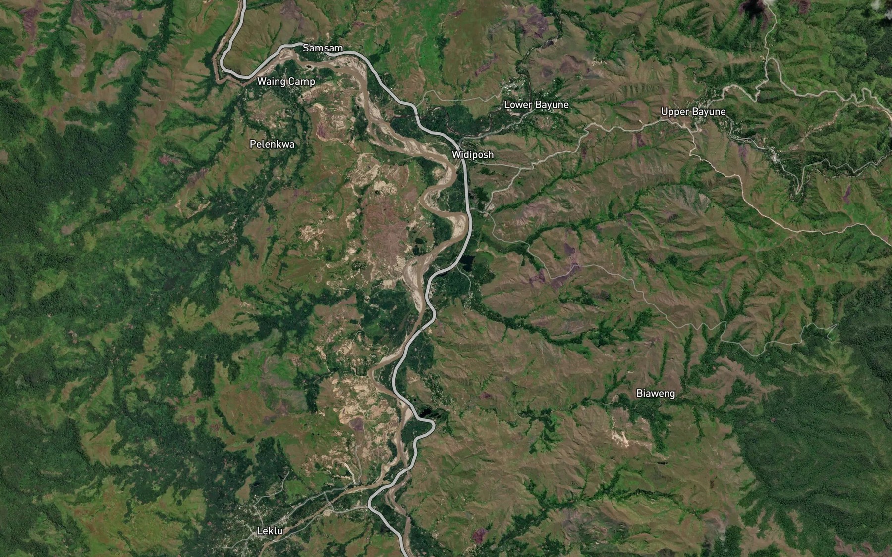 Satellite map of the Baime Creek